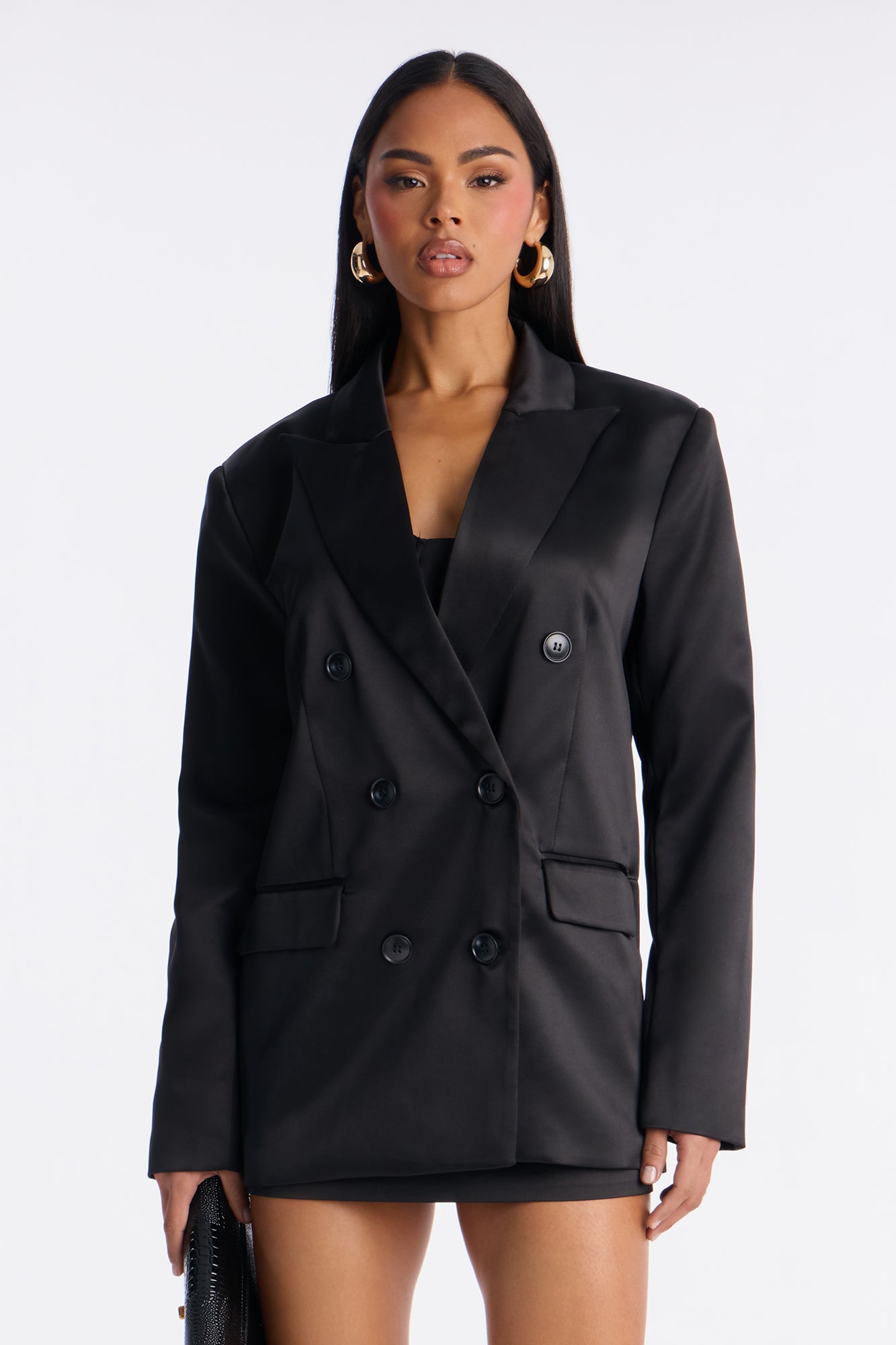 Satin Desire Blazer - Black
