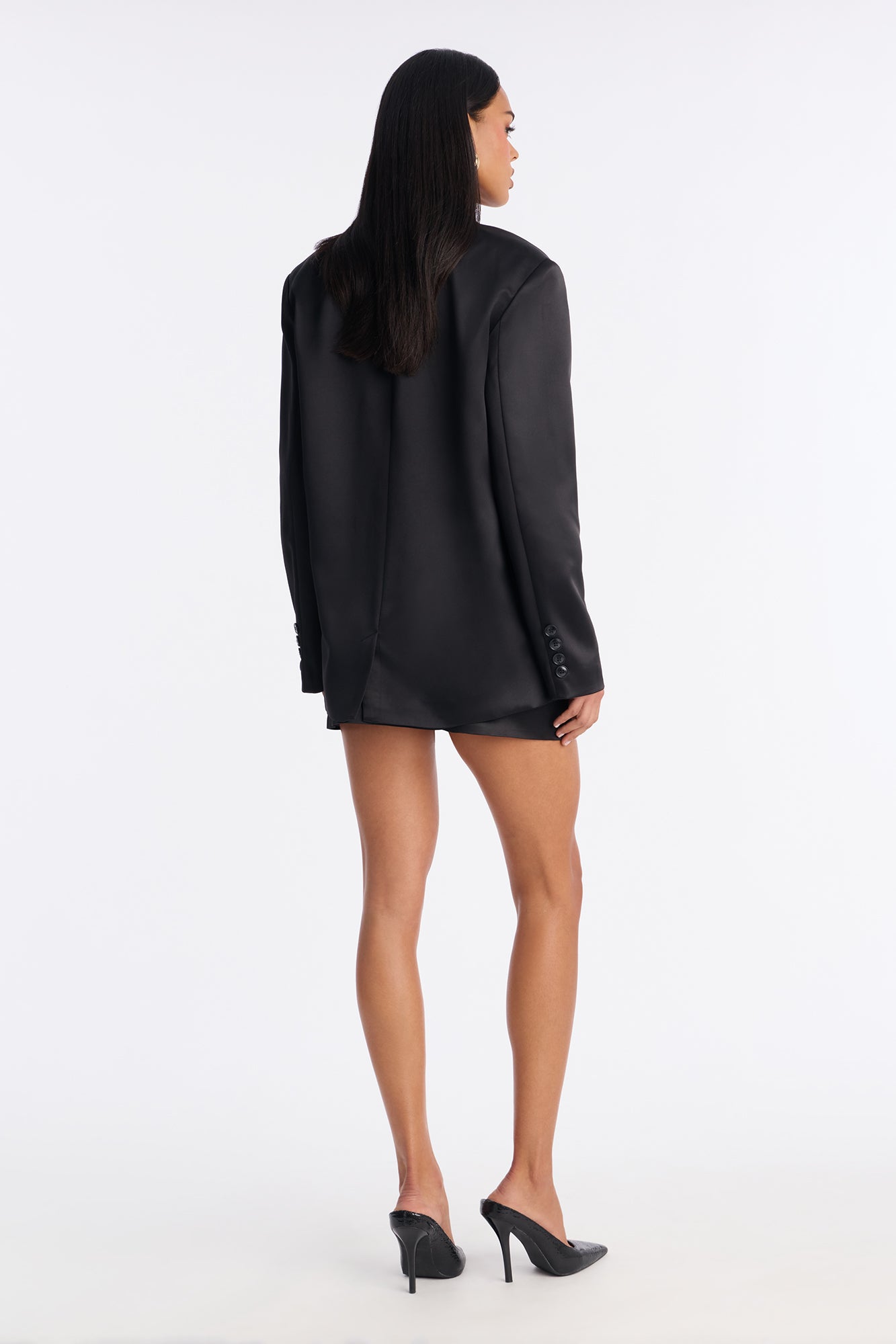 Satin Desire Blazer - Black