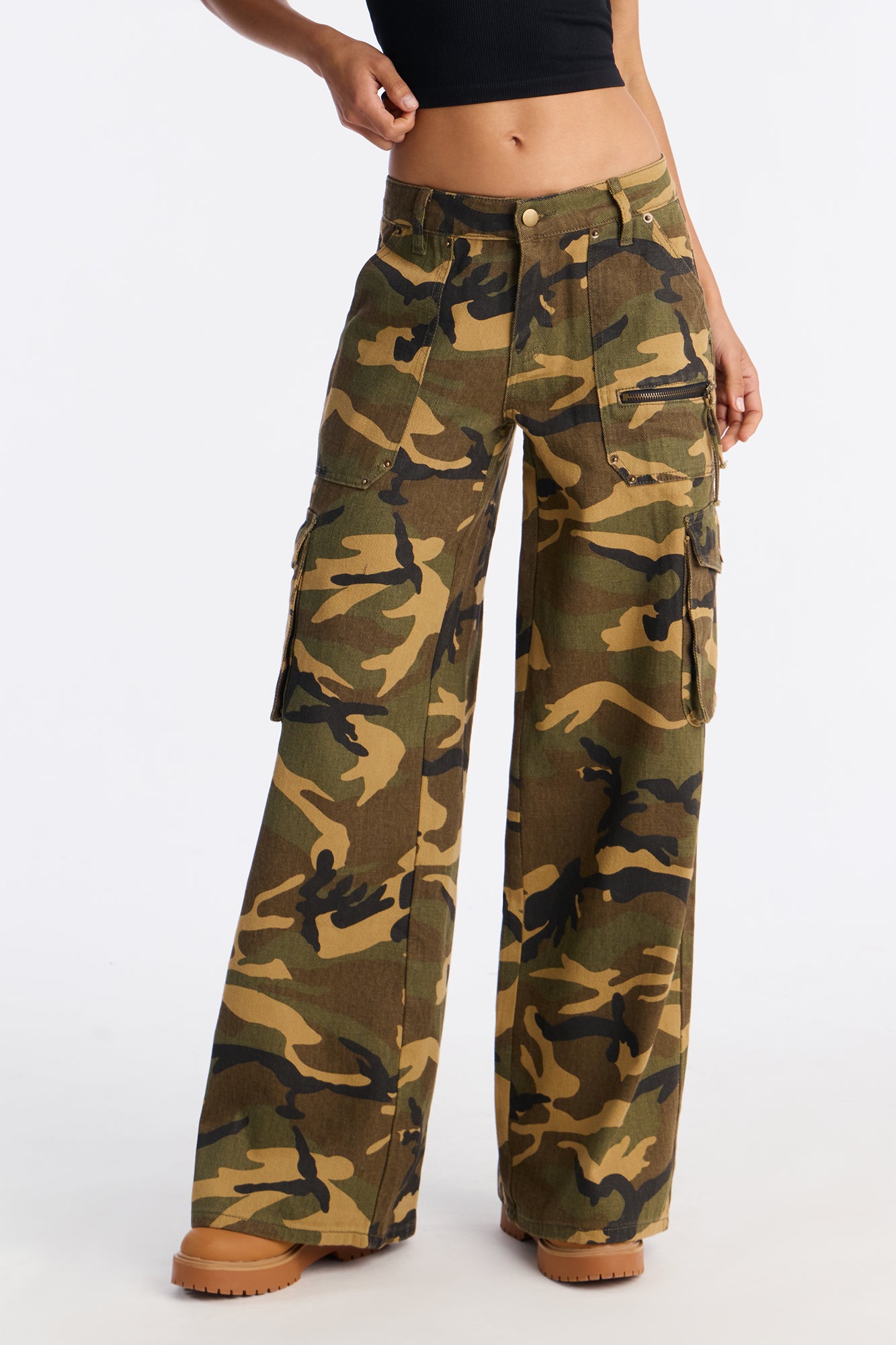 Declassified Camo Cargo Jeans - Green/combo