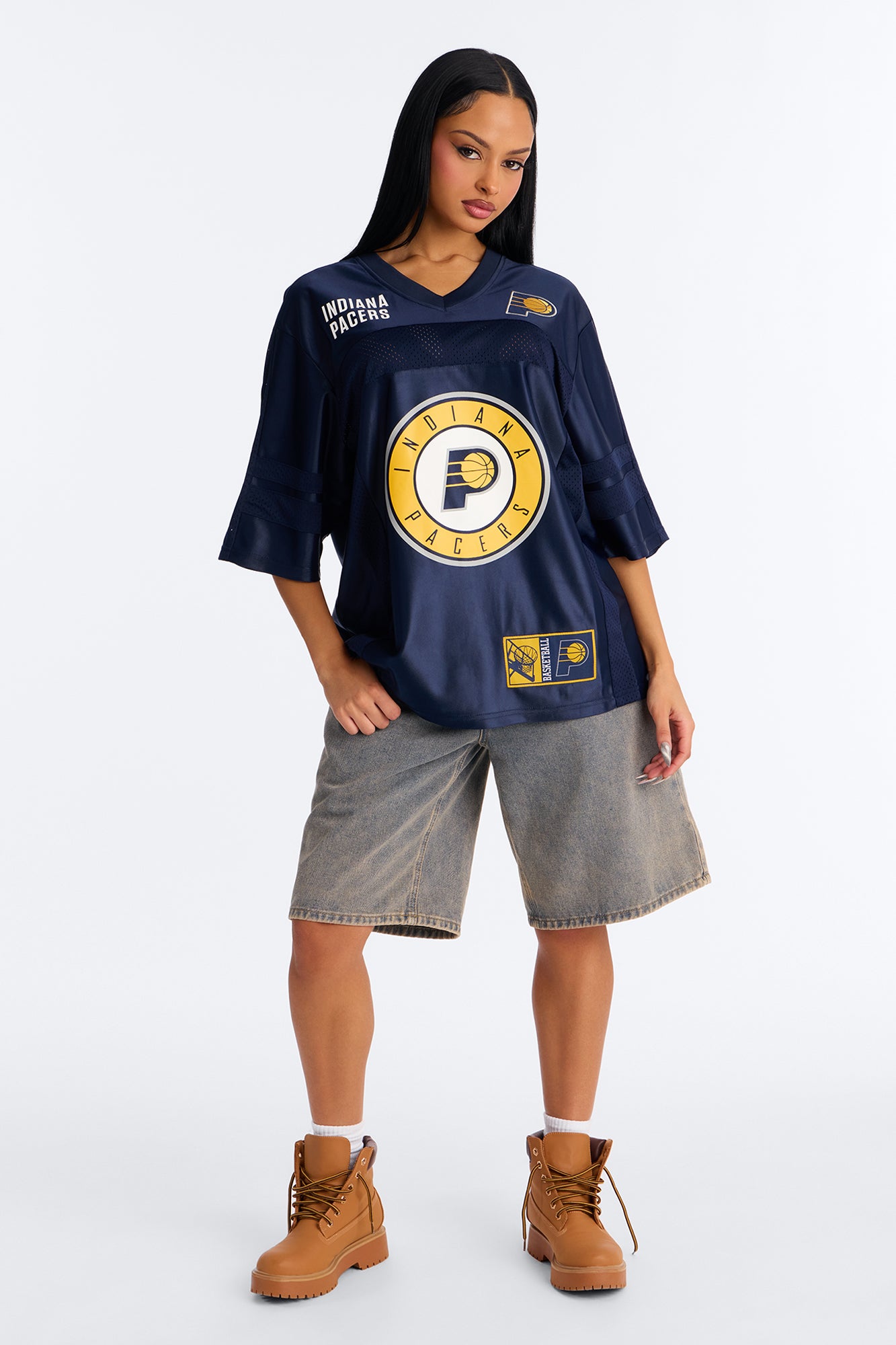 NBA Pacers Oversized Mesh Tee - Navy