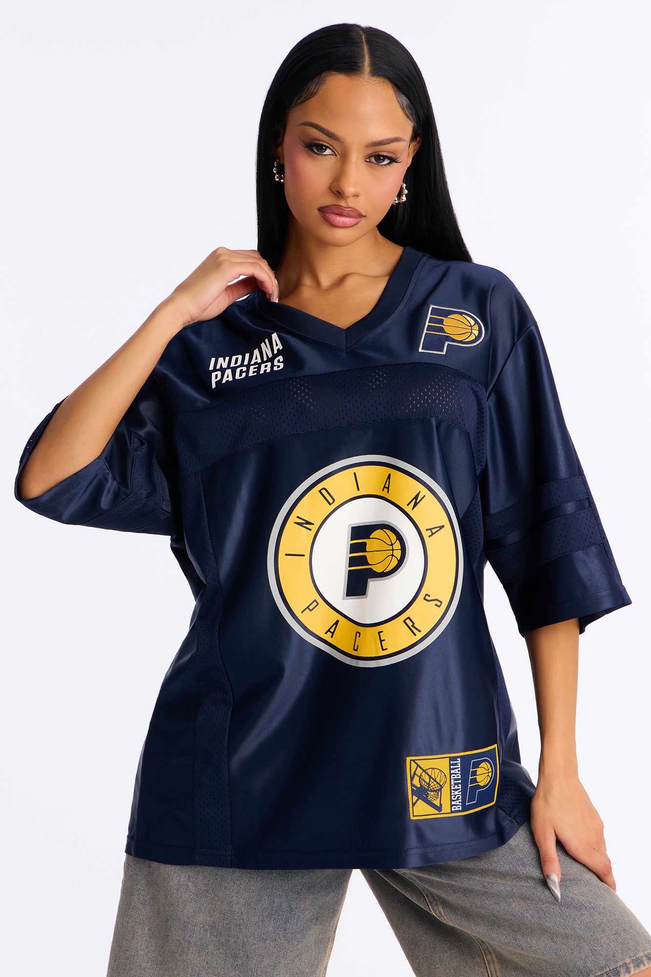 NBA Pacers Oversized Mesh Tee - Navy