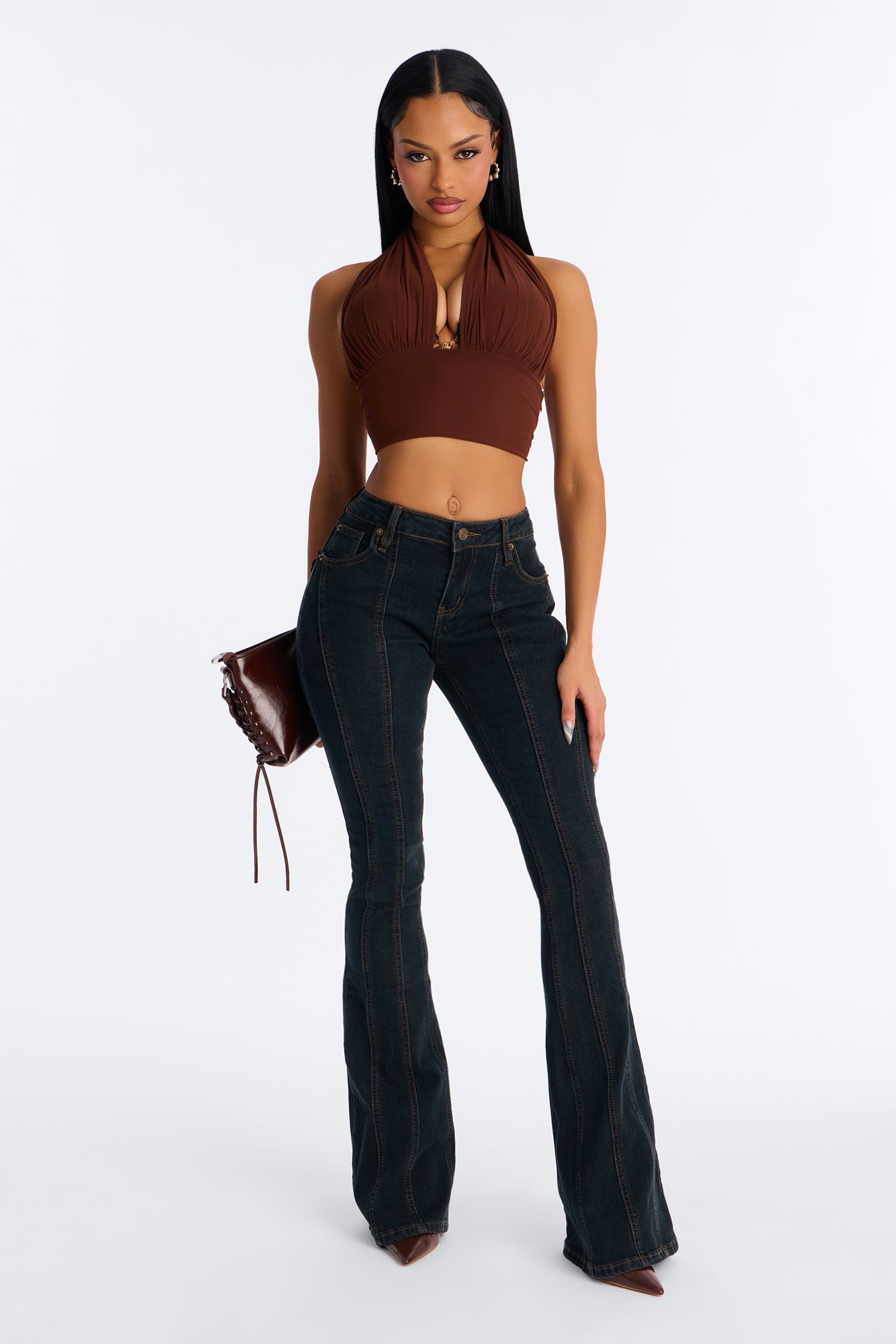 Public Property Stretch Flare Leg Jeans - Dark Wash