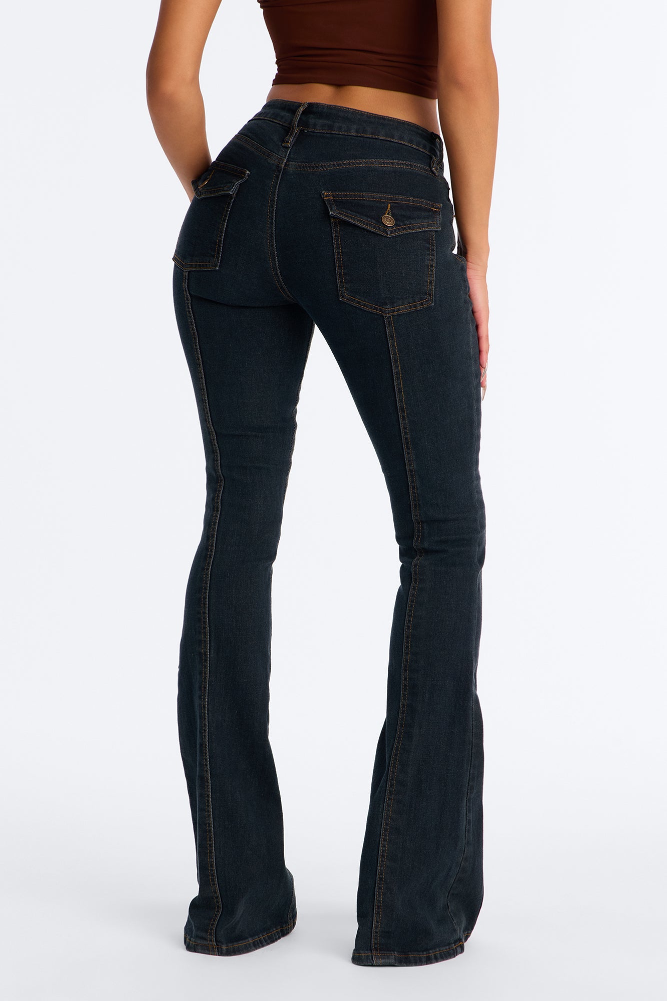 Public Property Stretch Flare Leg Jeans - Dark Wash