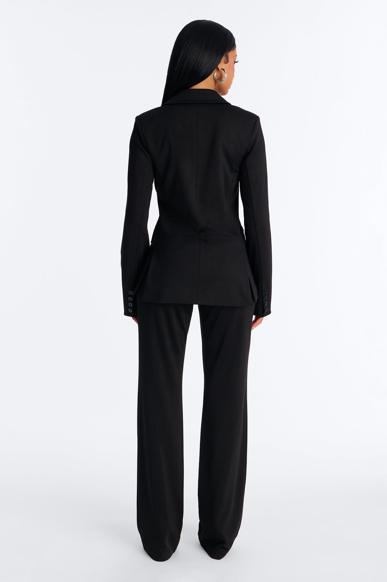 Business Per Usual Double Breasted Blazer Pant Set - Black
