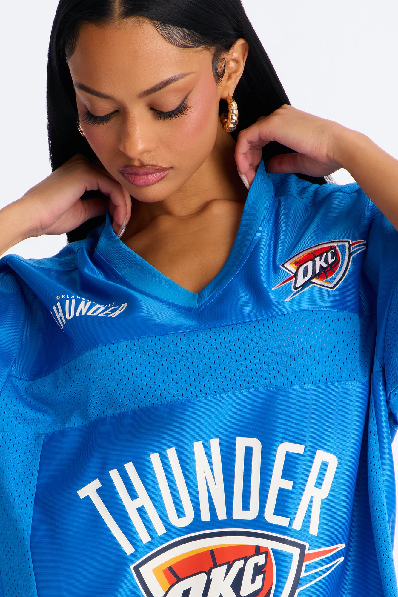 NBA Thunder Oversized Mesh Tee - Blue