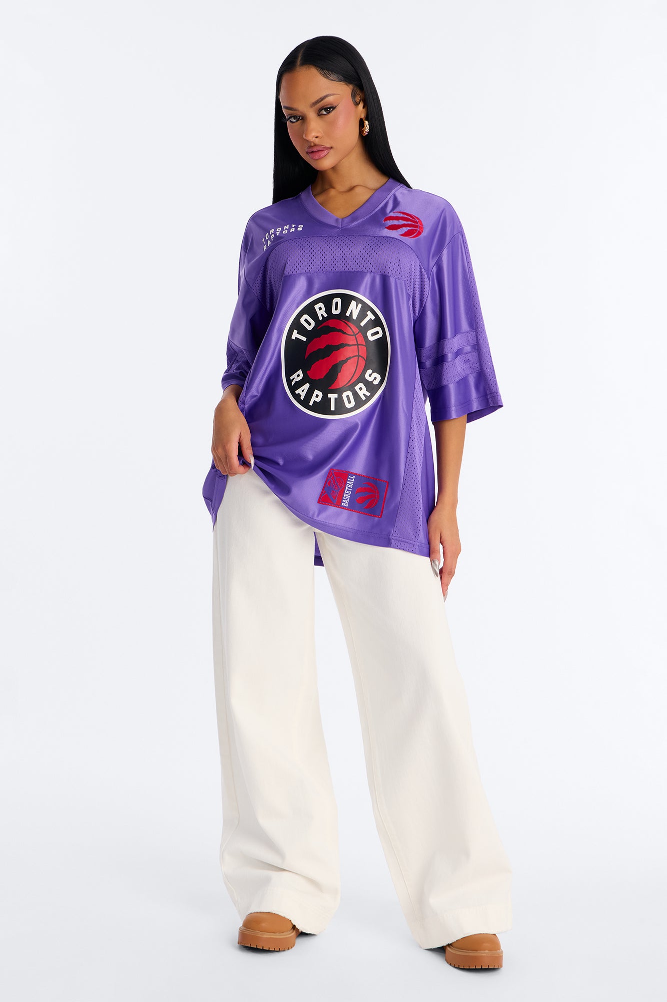 NBA Raptors Oversized Mesh Tee - Purple