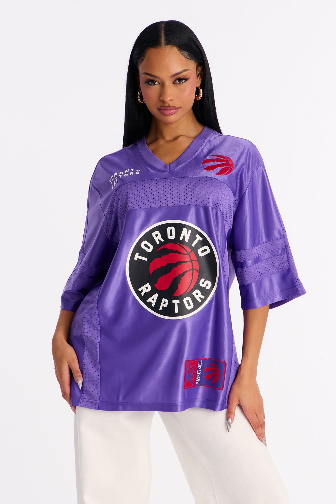 NBA Raptors Oversized Mesh Tee - Purple