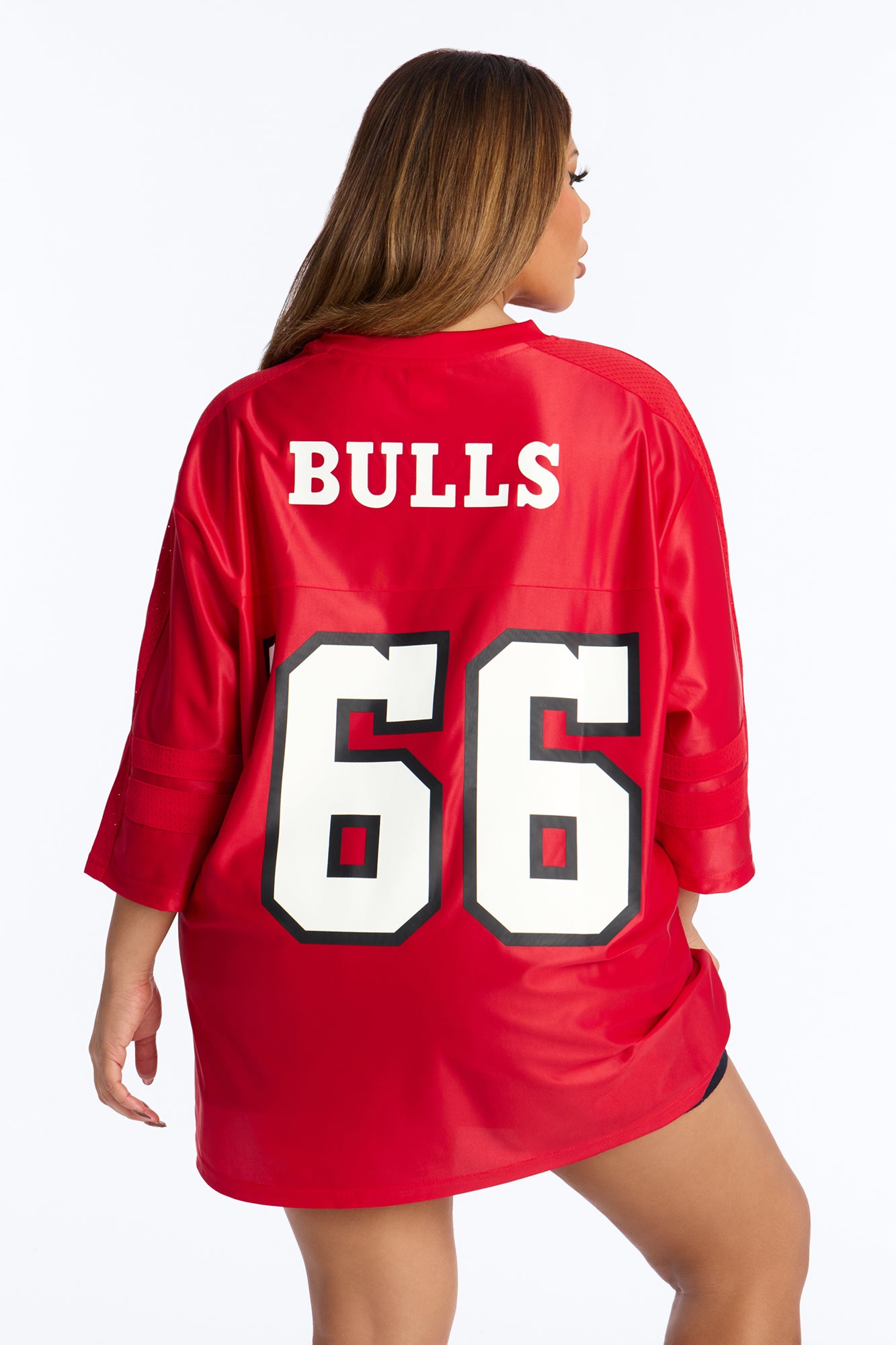 NBA Bulls Oversized Mesh Tee - Red