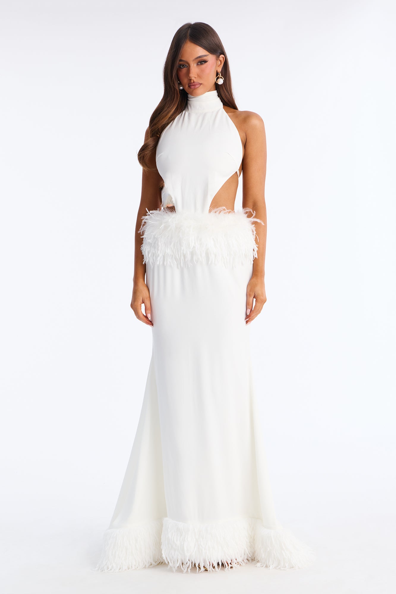 Boldy Beautiful Feathered Gown - White