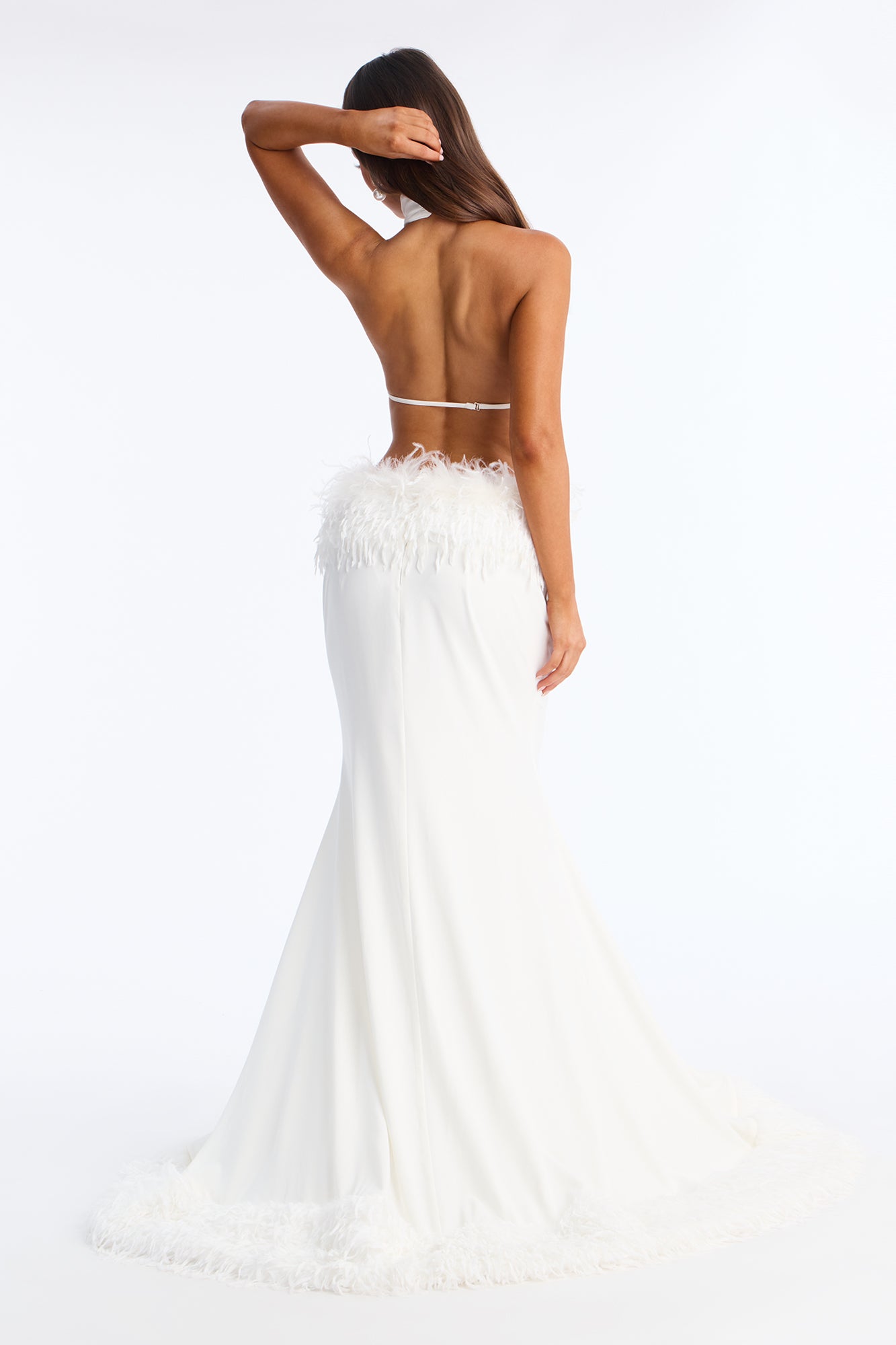 Boldy Beautiful Feathered Gown - White