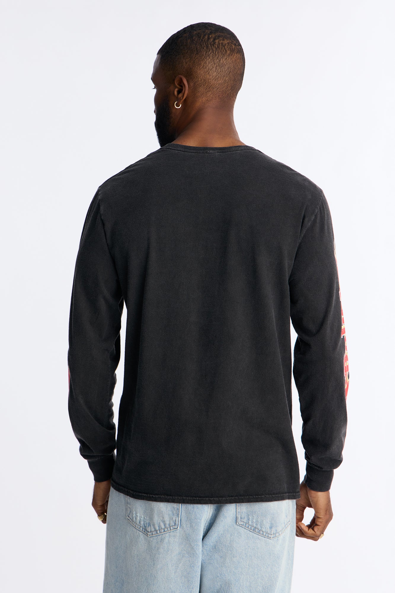 Rebel Flames Oversized Long Sleeve Tee - Black
