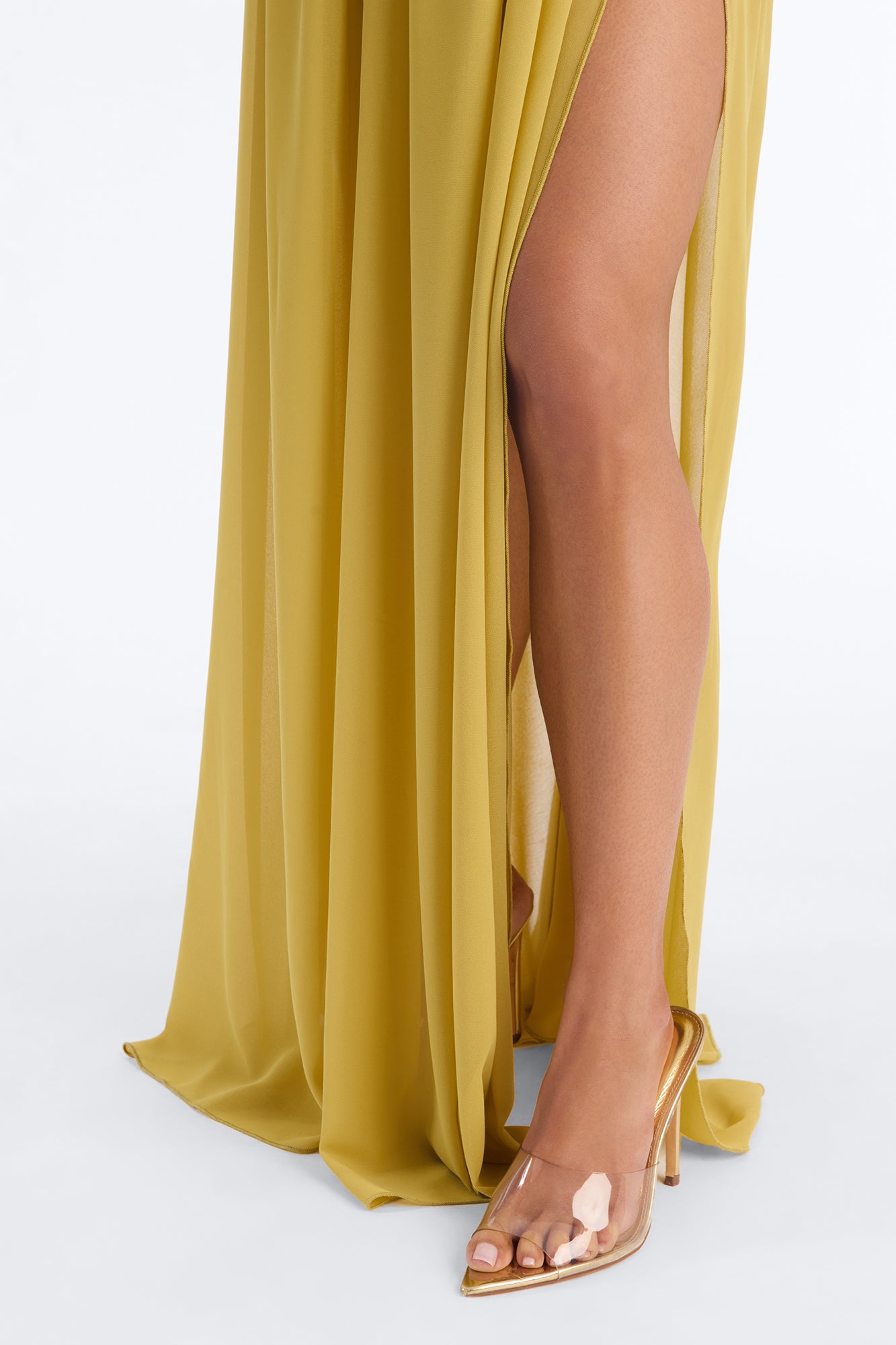 All For Me Flowy Chiffon Maxi Dress - Chartreuse