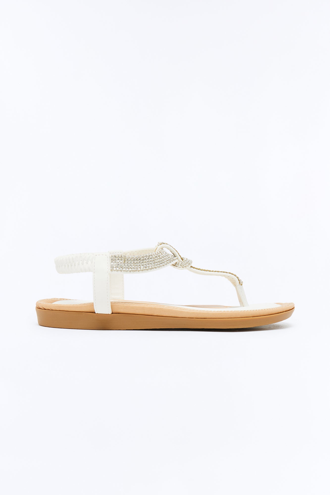 Erita Rhinestone Ankle Strap Sandals - White