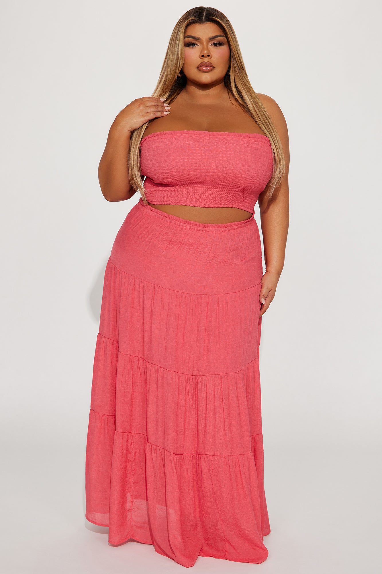 Lost In Paradise Skirt Set - Hot Pink