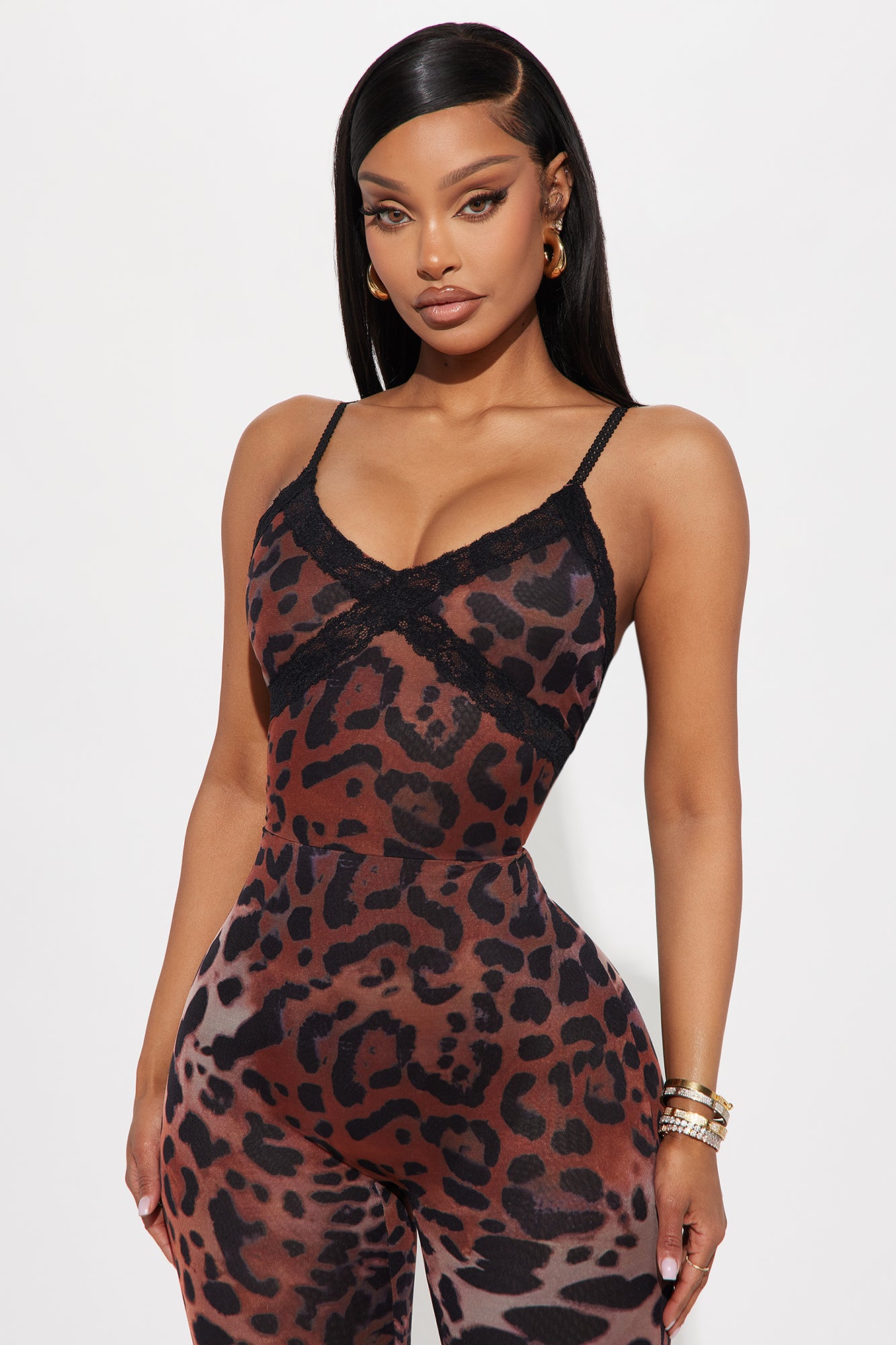 She's Been Spotted Capri Jumpsuit - Brown/combo