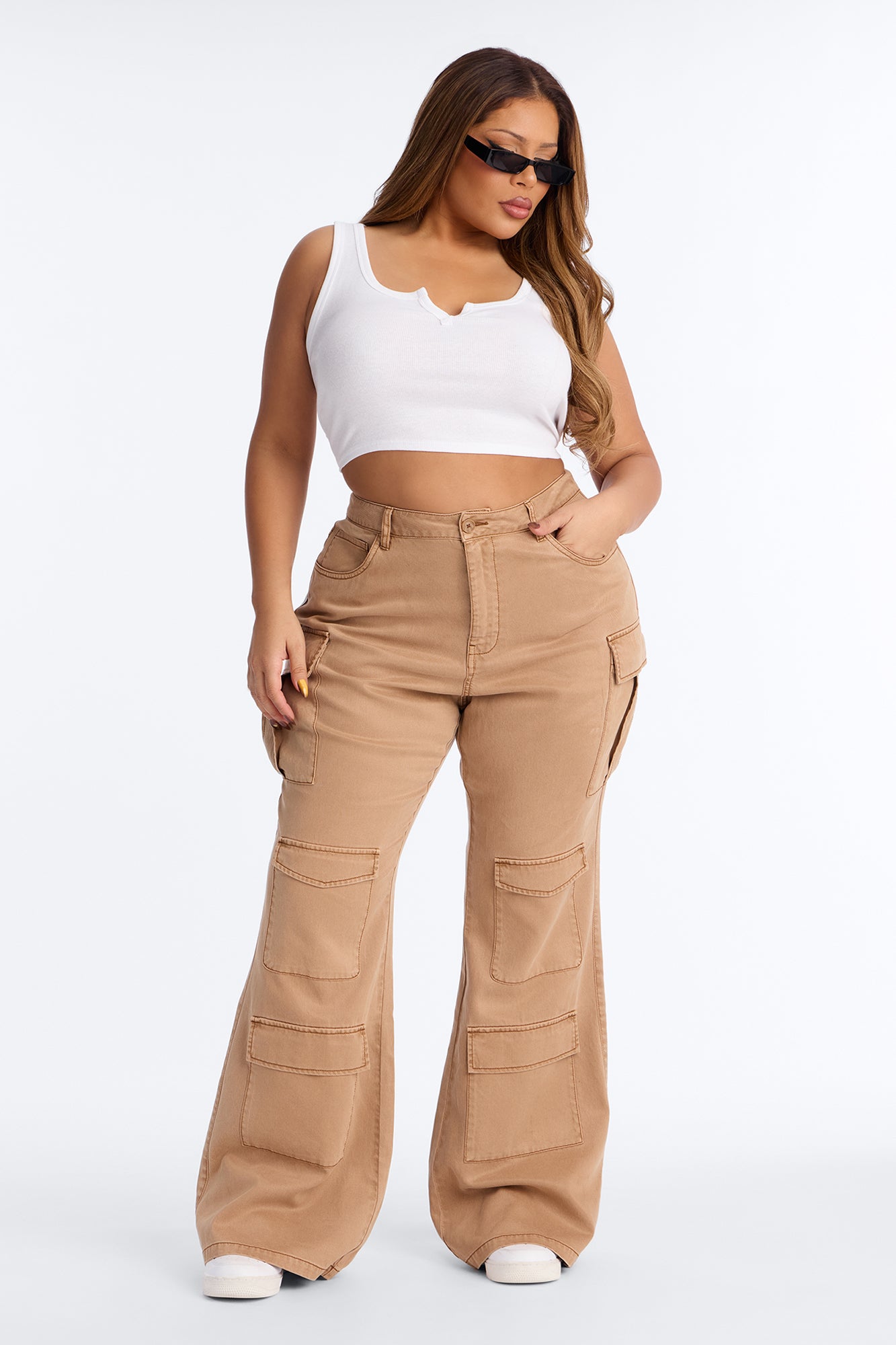 Midnight Market Washed Cargo Flare Pant 33″ - Khaki