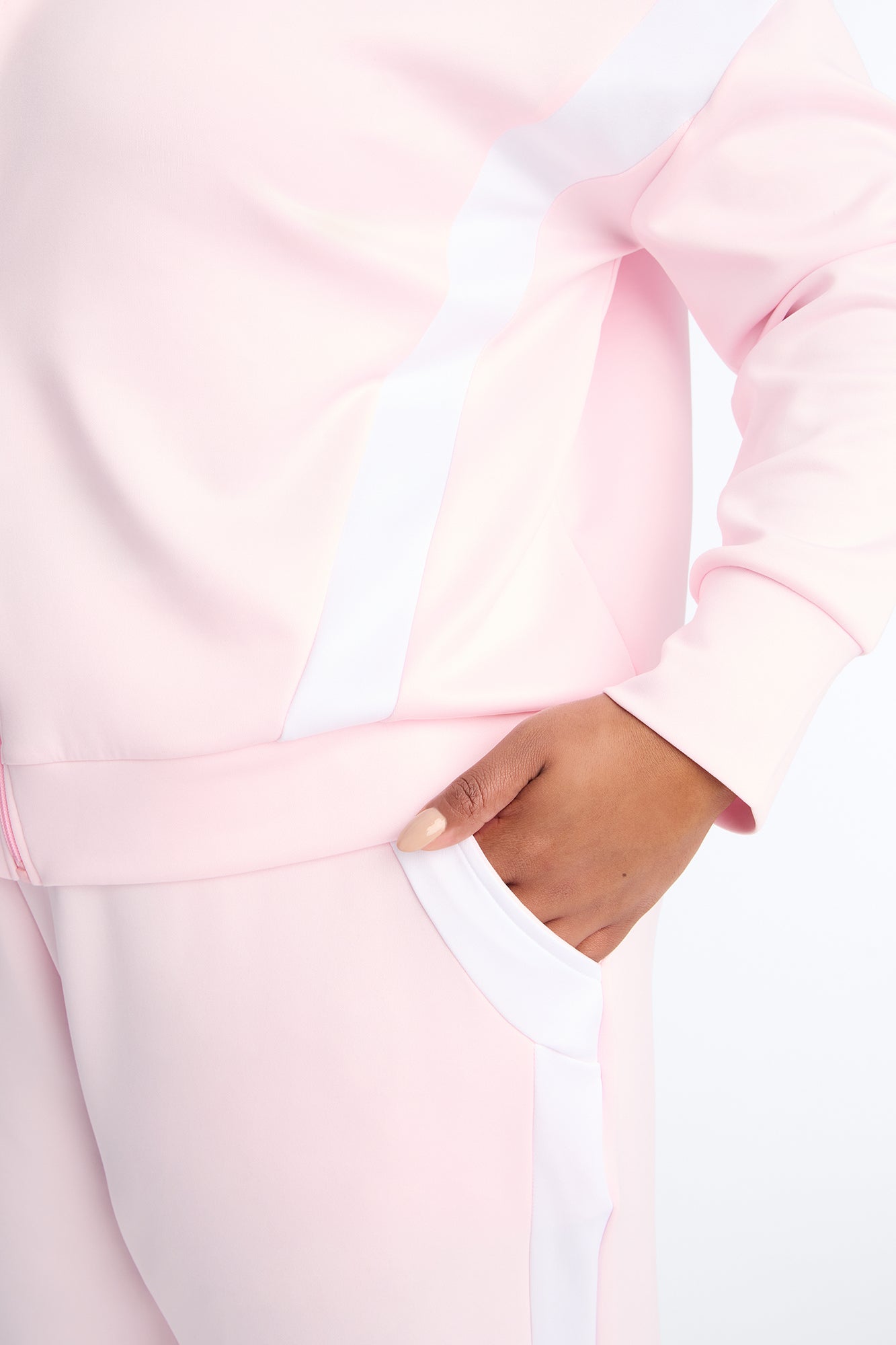 Stacy Scuba Zip Up Pant Set - Pink