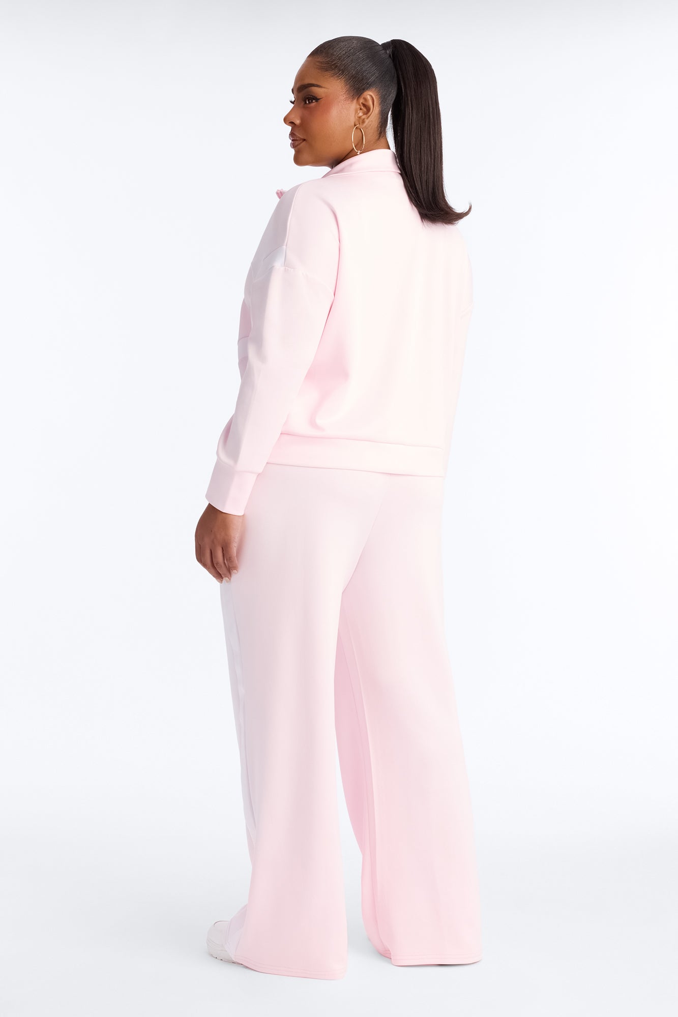 Stacy Scuba Zip Up Pant Set - Pink