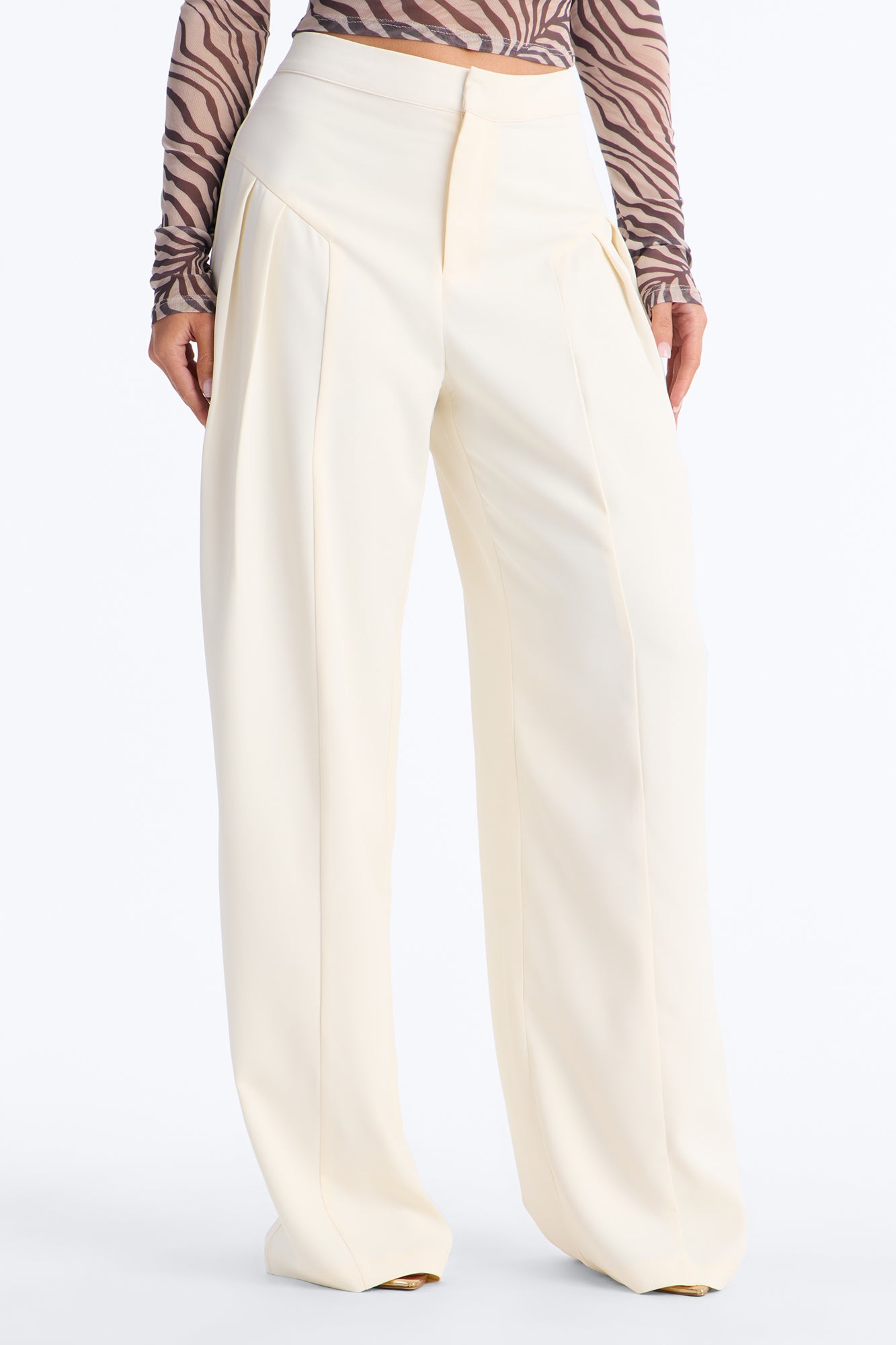 Luciane Pleated Trouser Pant 33″ - Ivory