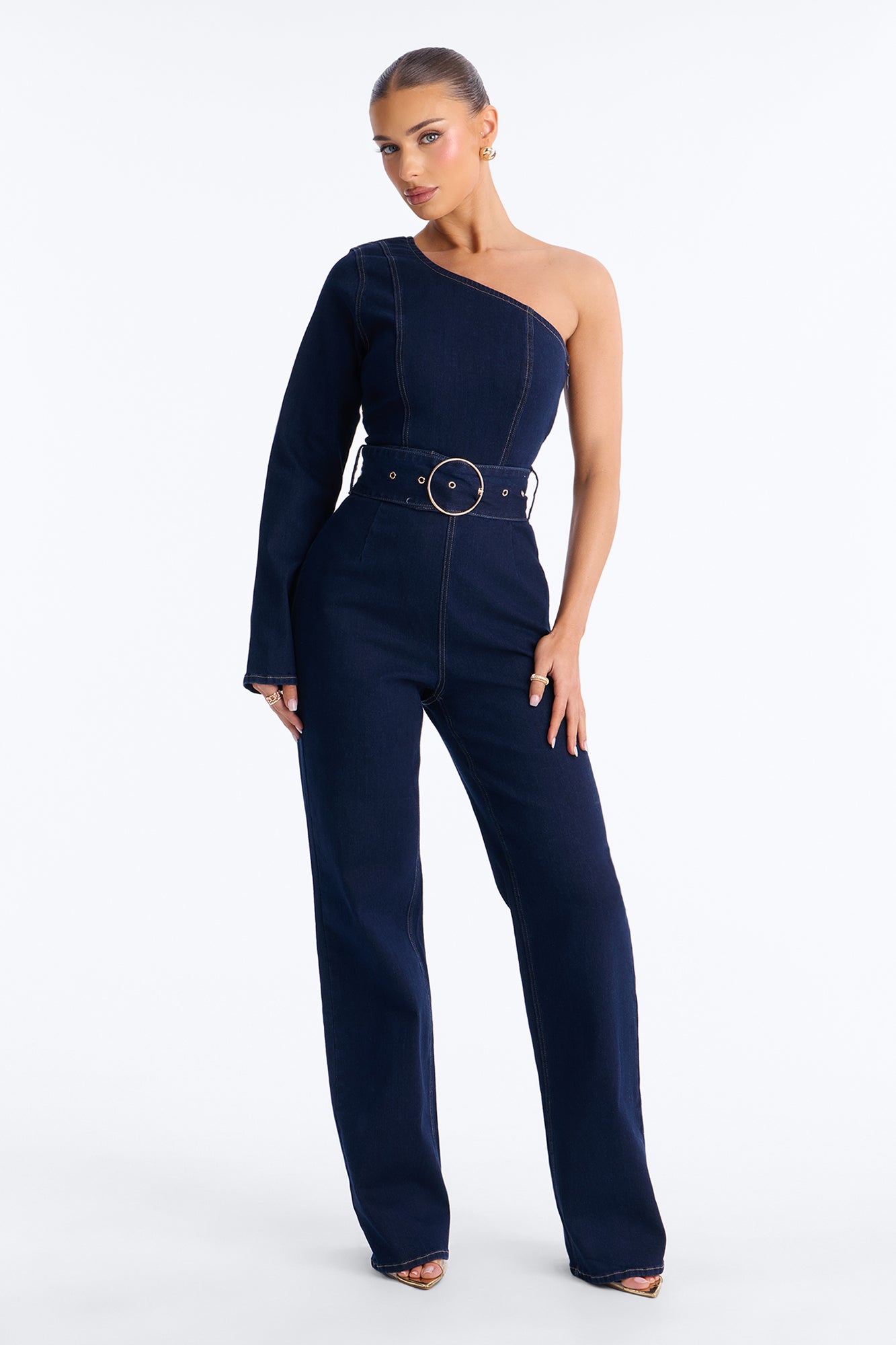 Serafina Straight Leg Denim Jumpsuit - Dark Denim