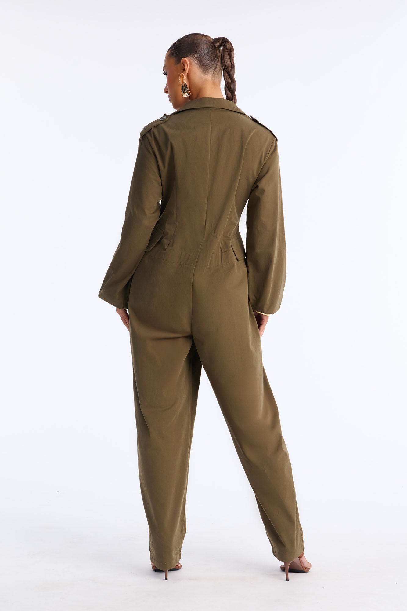 Kiana Barrel Wide Leg Jumpsuit - Olive
