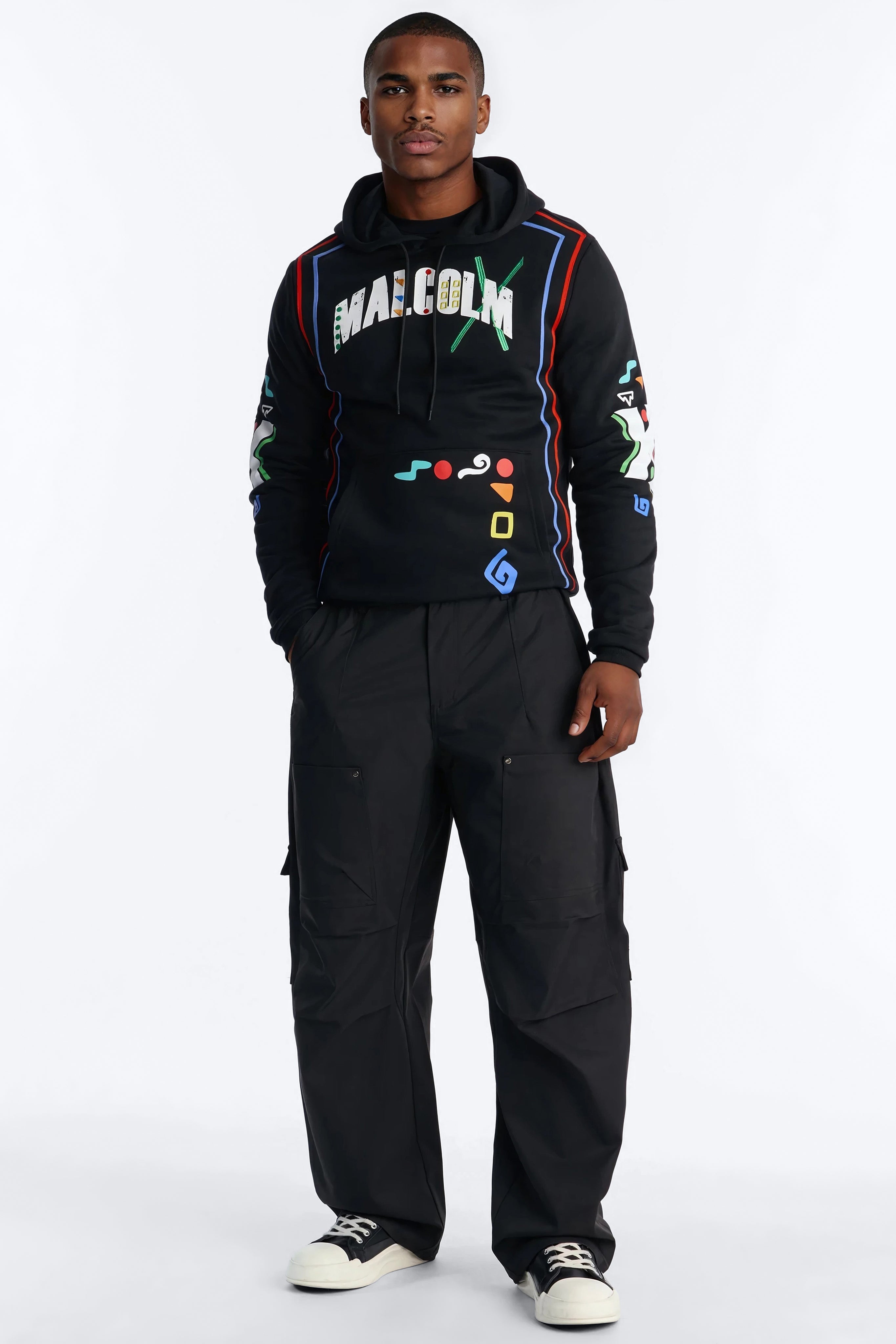 Malcom X Embroidered Hoodie - Black