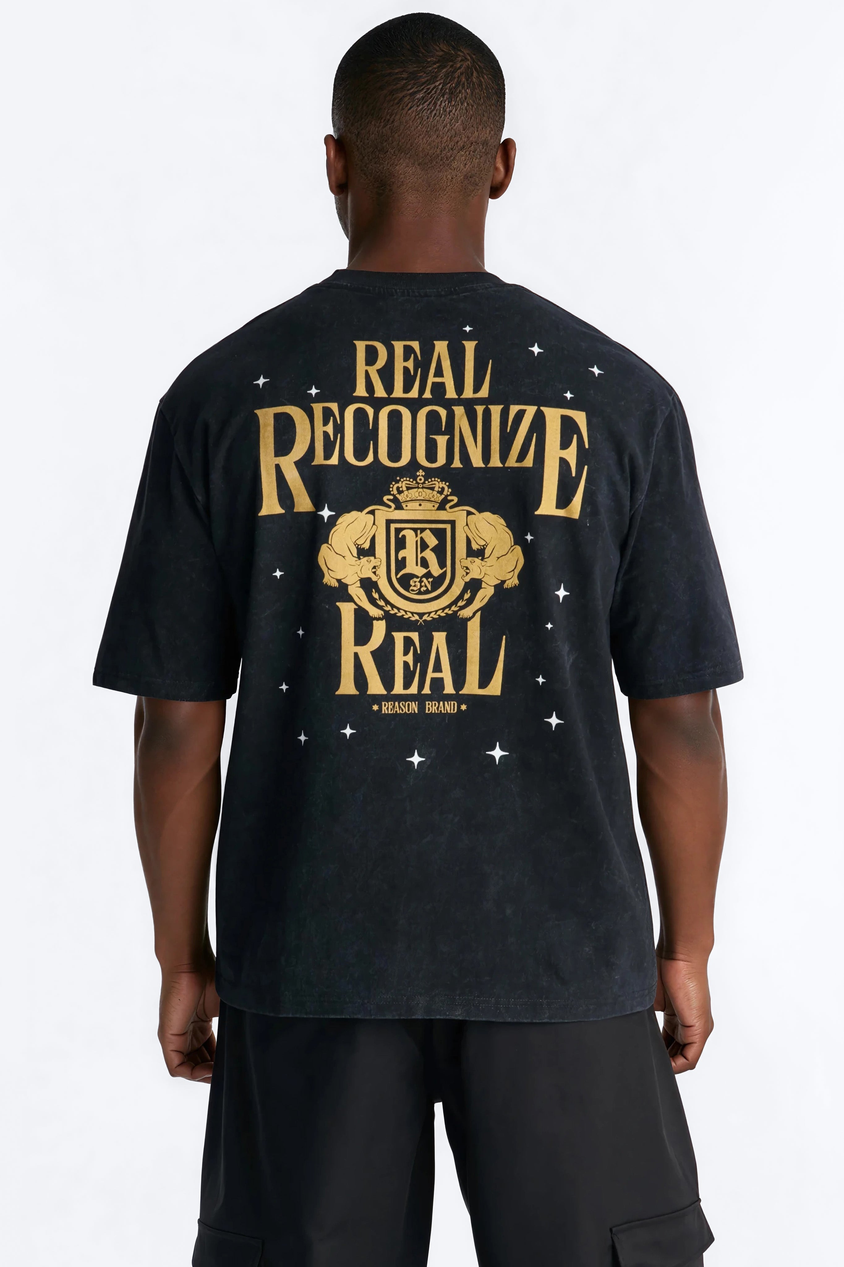 Real Recognizes Real Embroidery Short Sleeve Tee - Black Wash
