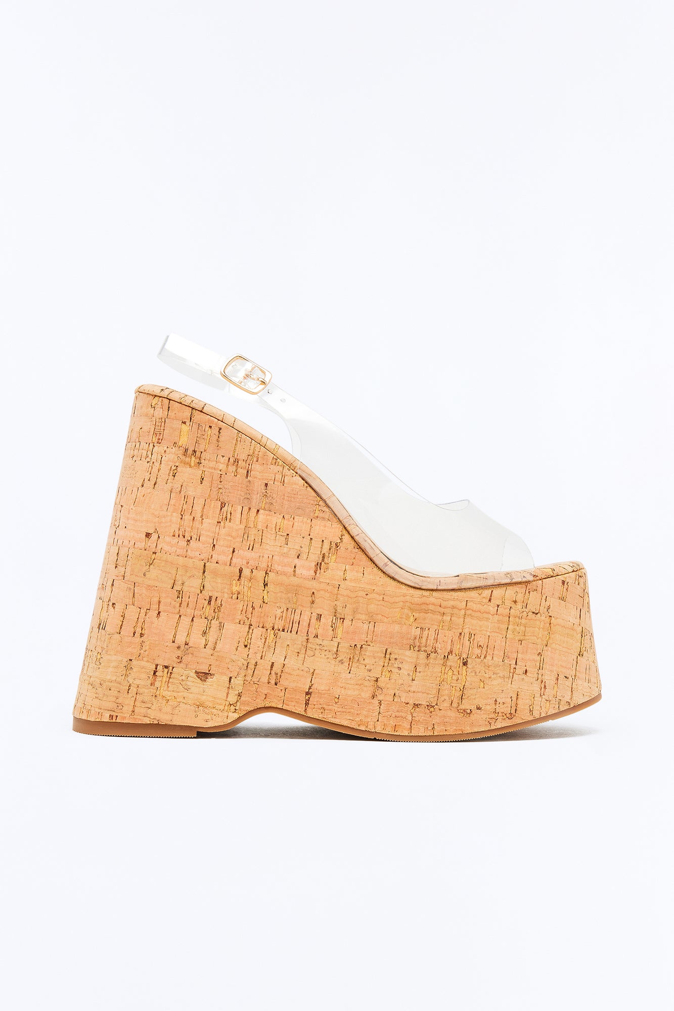 Kasey Clear Platform Wedges - Nude