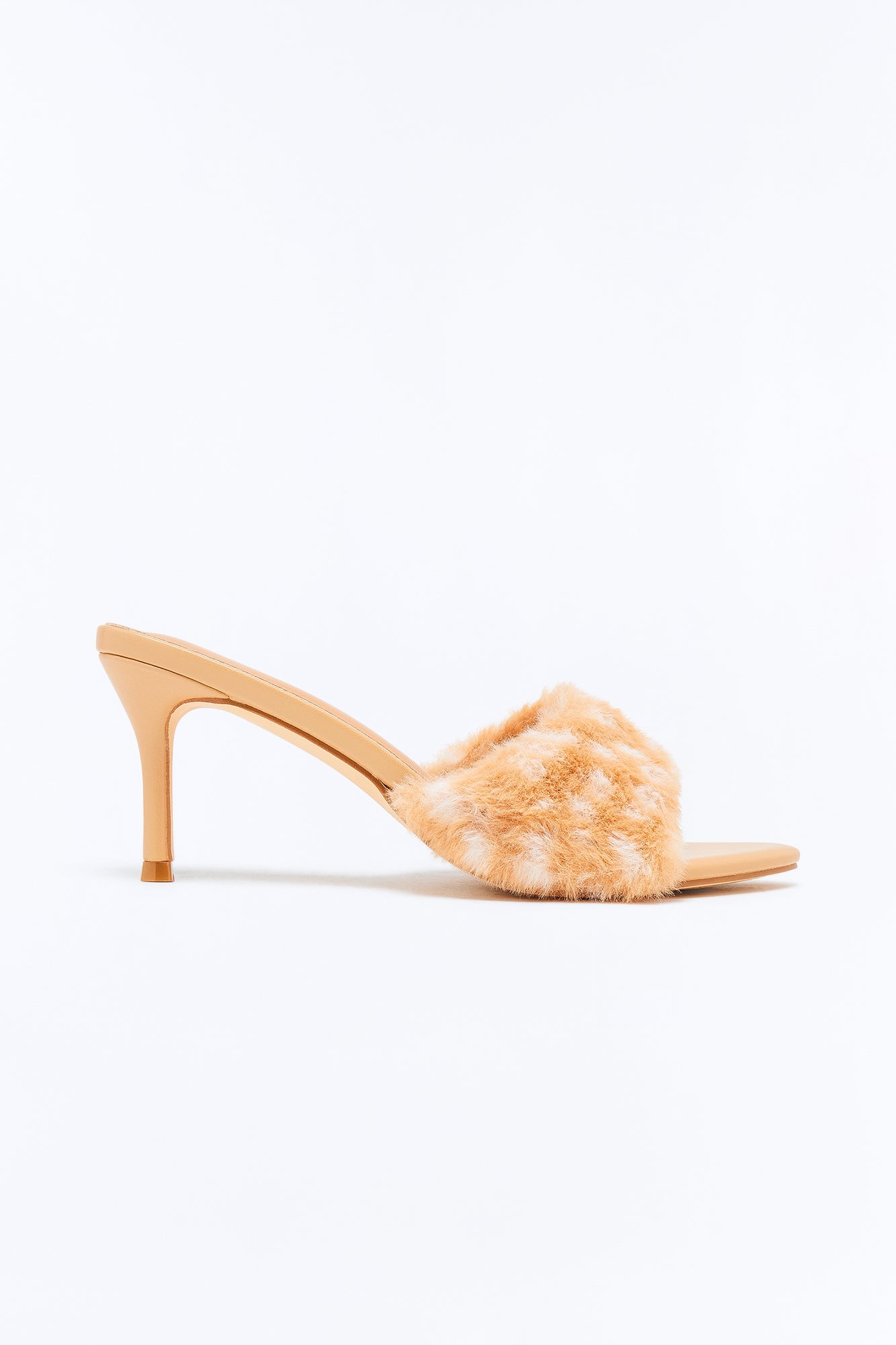 Nellie Faux Fur Trim Heels - Beige