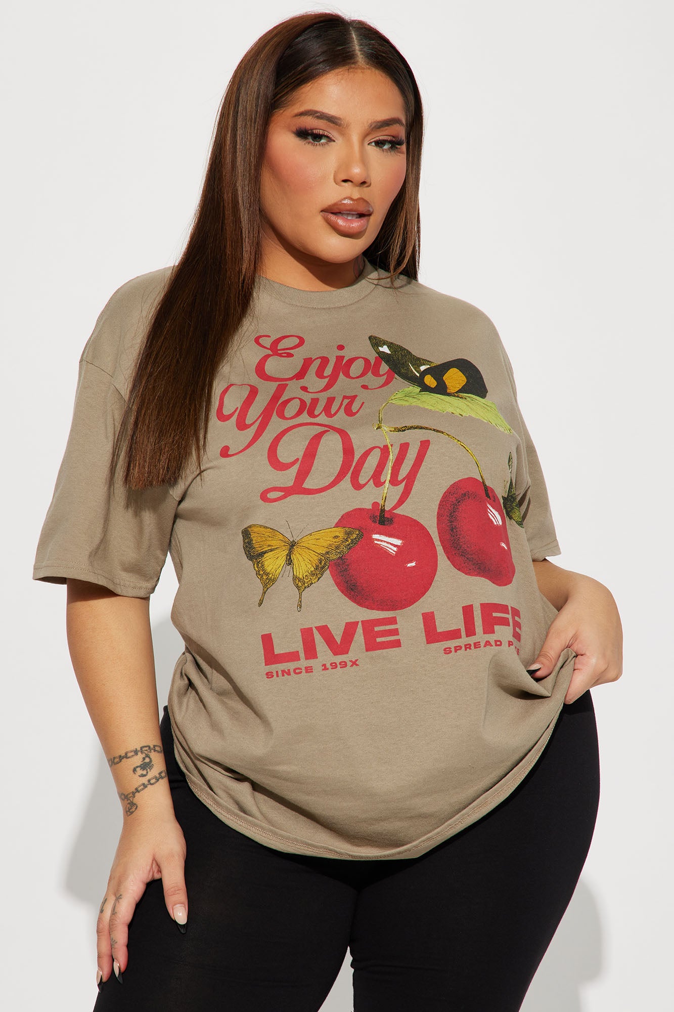 Enjoy Your Day Graphic Tee - Taupe