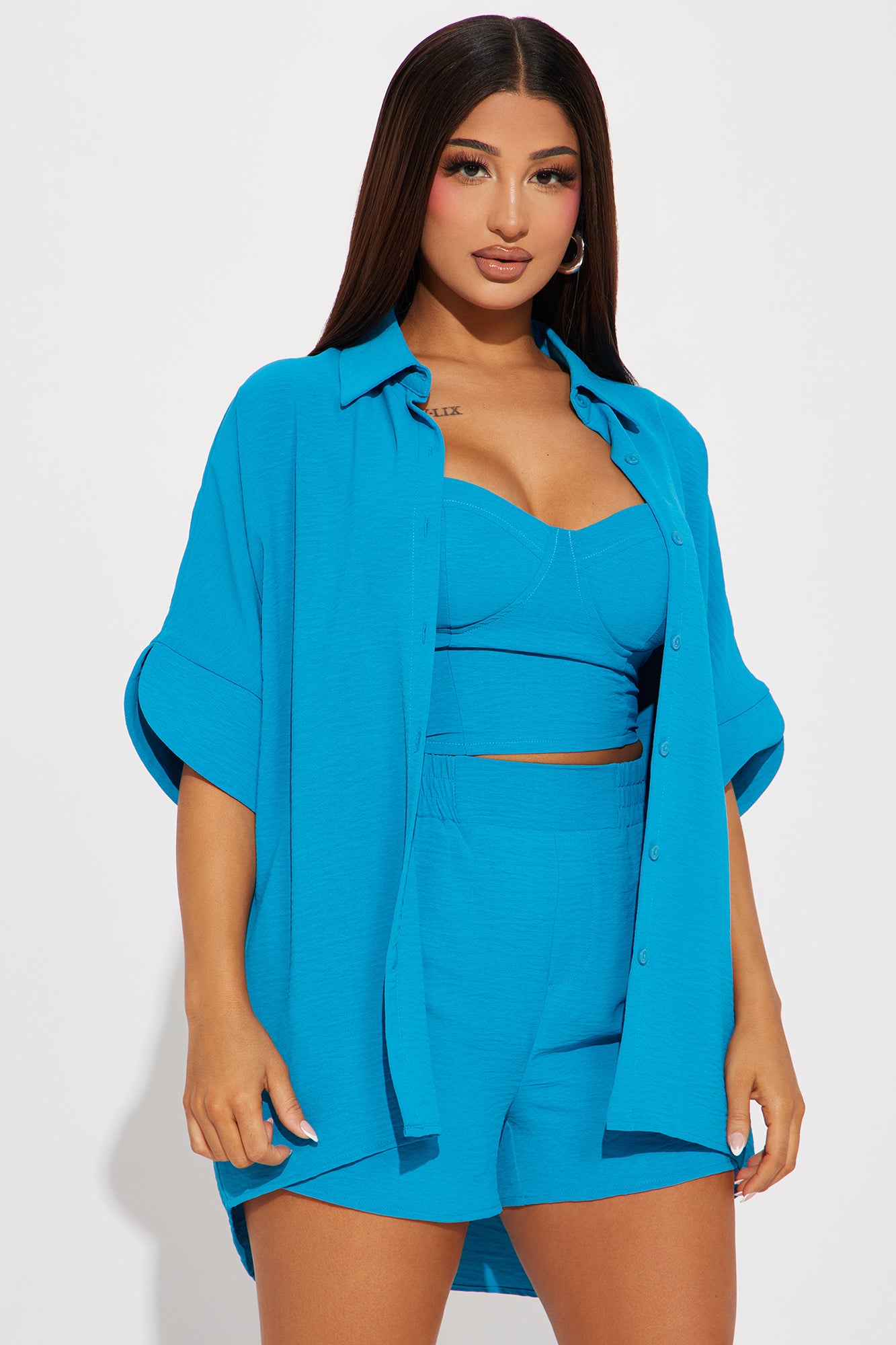 Meadow 3 Piece Short Set - Turquoise