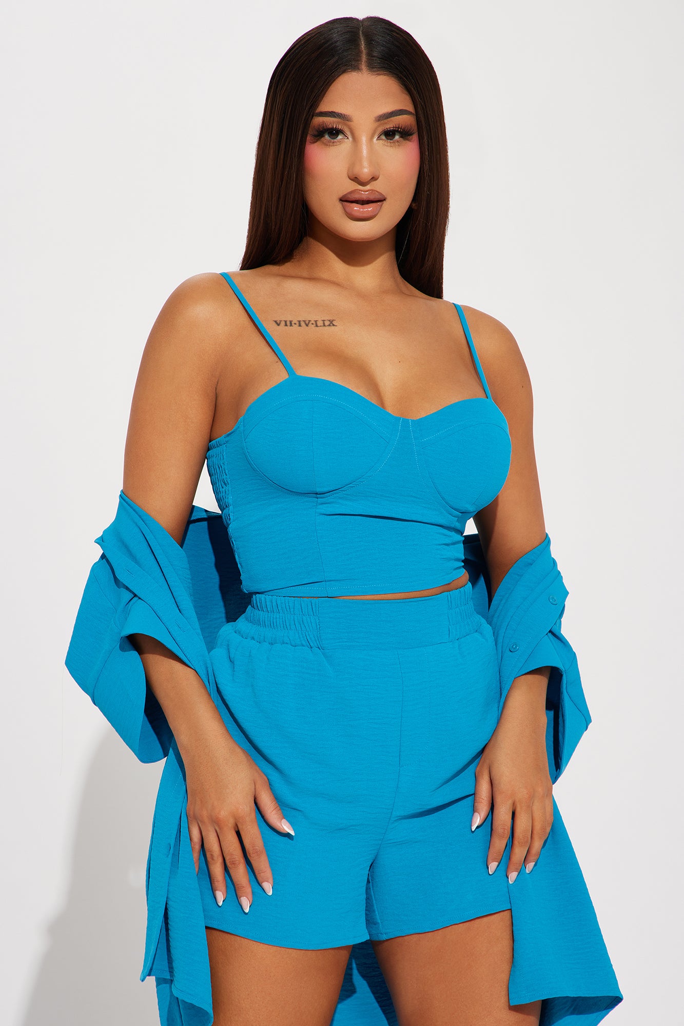 Meadow 3 Piece Short Set - Turquoise