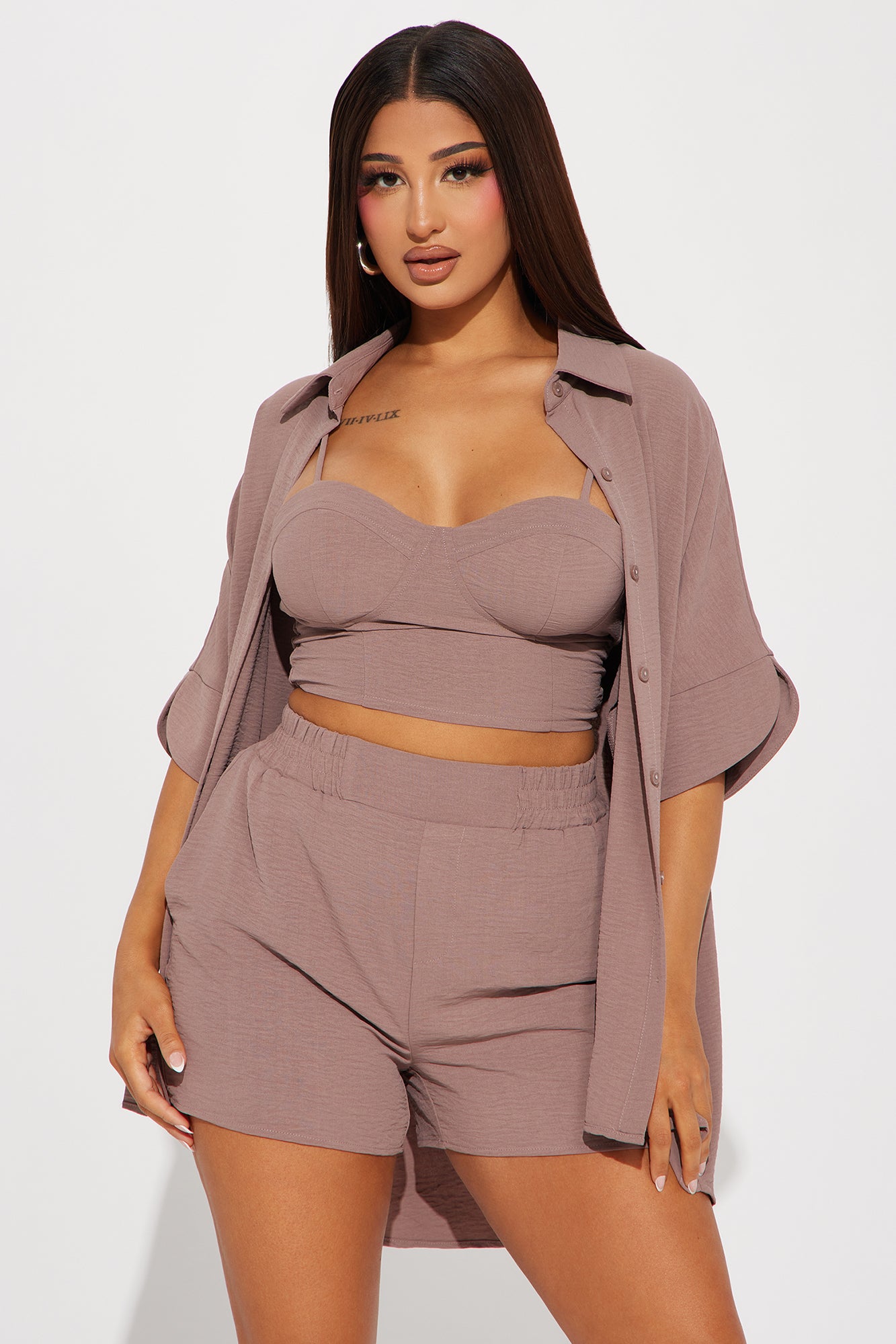 Meadow 3 Piece Short Set - Mocha