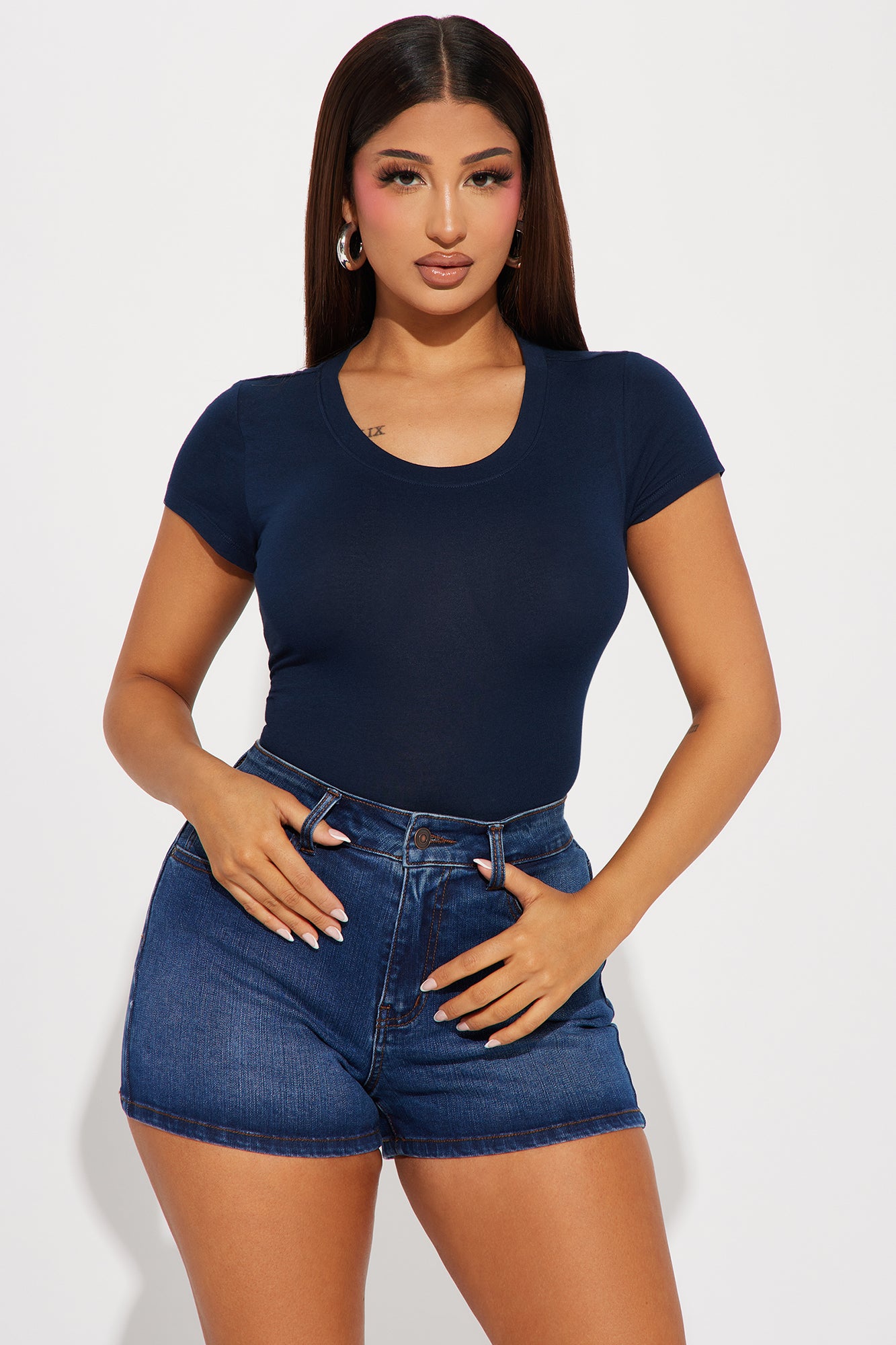 Alyssa Crew Neck Top - Navy