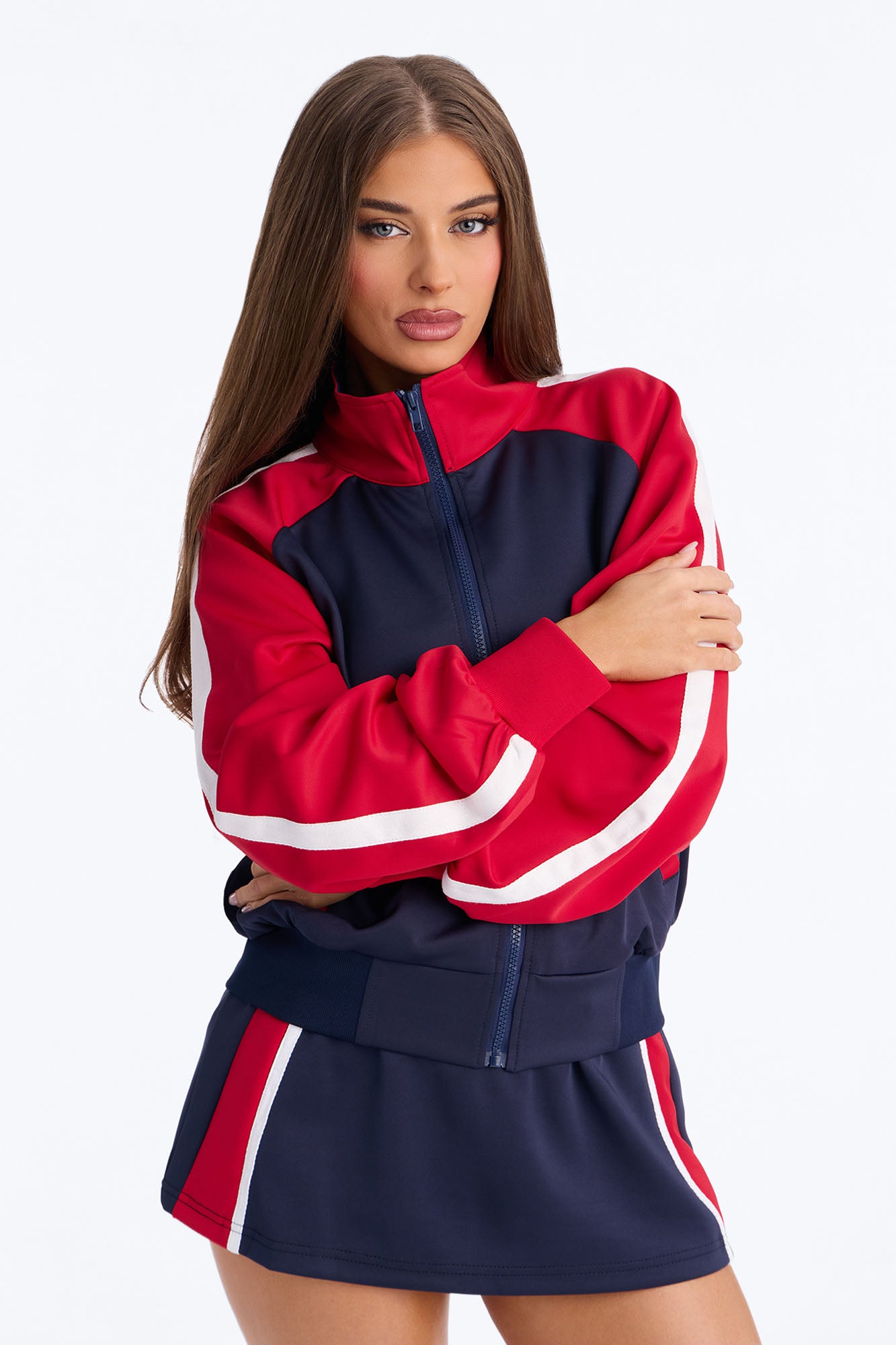 Cool And Sporty Track Jacket - Red/combo