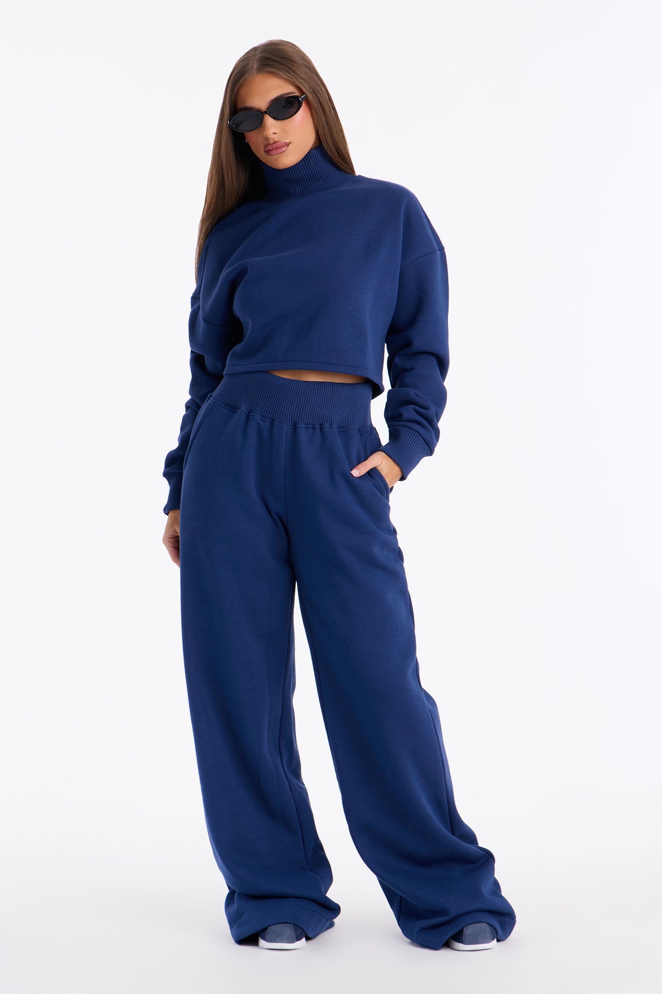 Jada Turtle Neck Fleece Sweatshirt - Navy