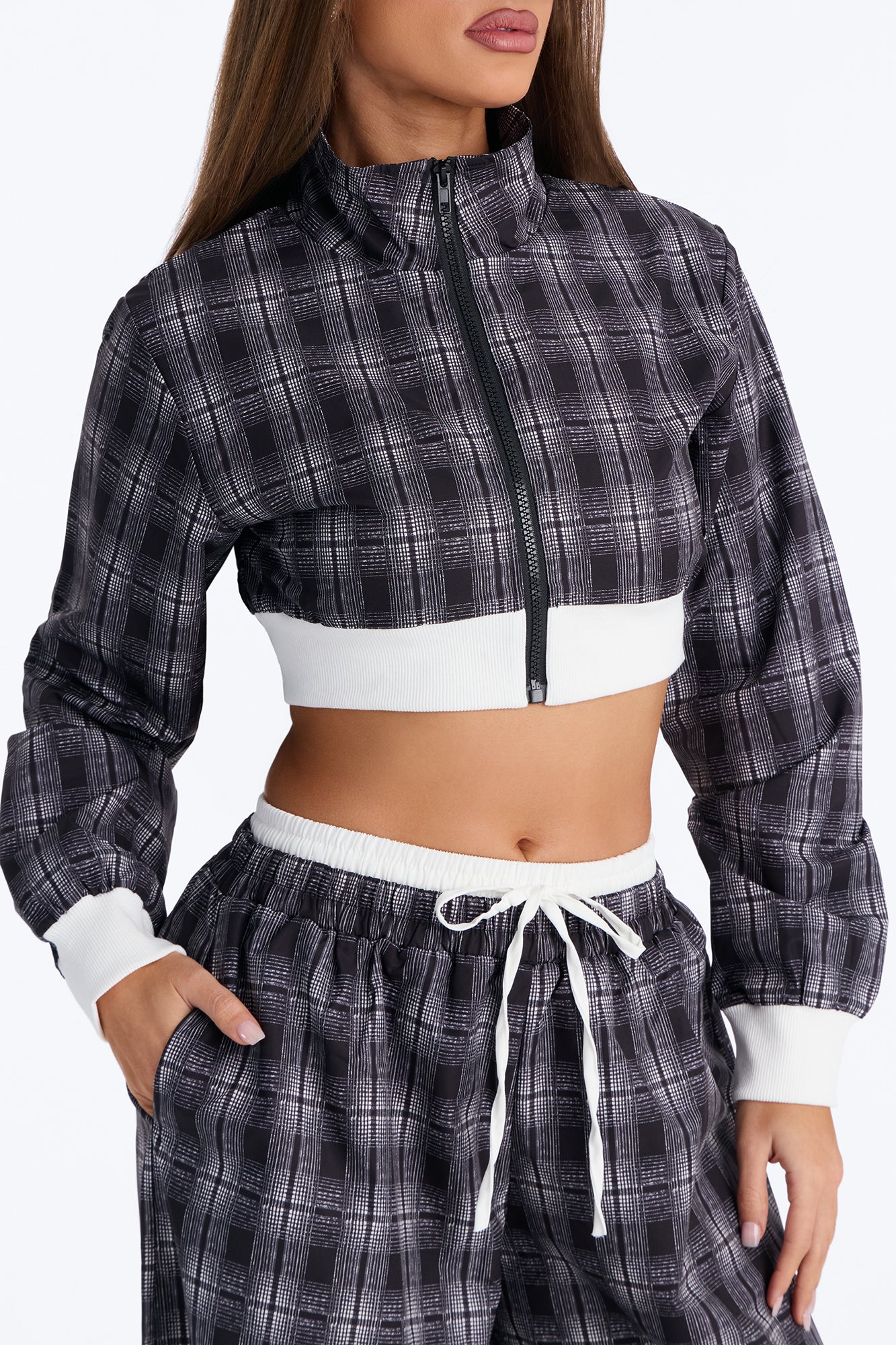 Tate Plaid Boxer Pant Set - Black