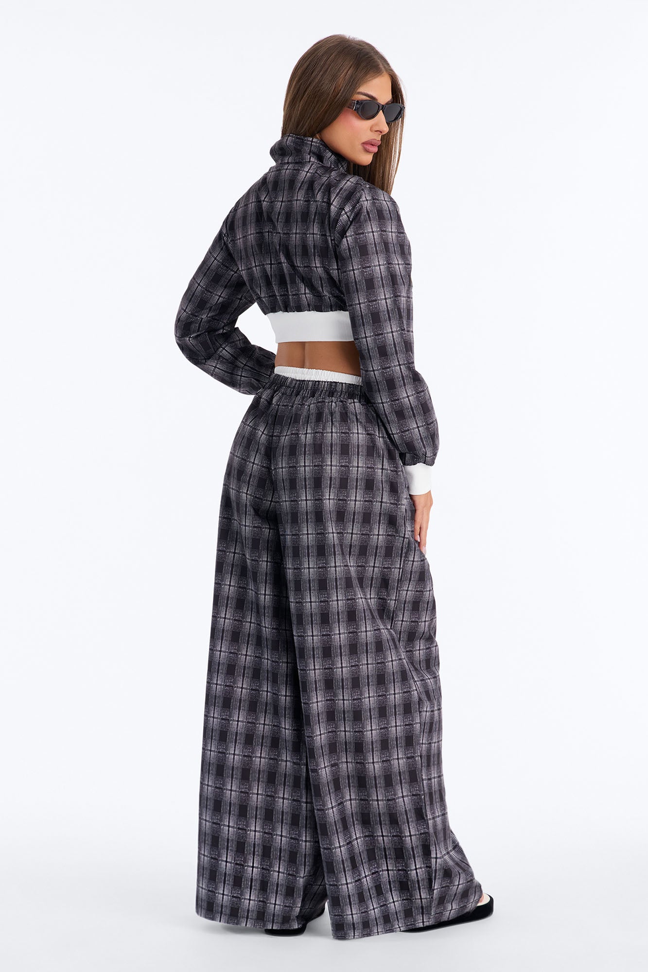 Tate Plaid Boxer Pant Set - Black