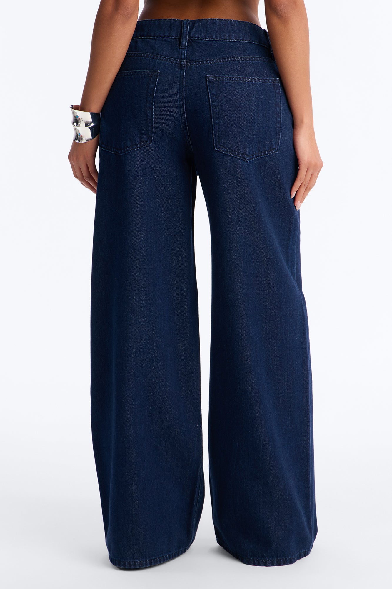 Promenade Non Stretch Drapey Wide Leg Jeans - Dark Wash