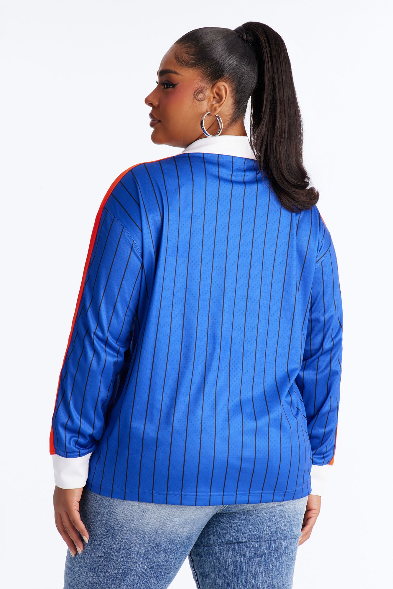 NBA NY Knicks Pinstripe Long Sleeve Top - Royal