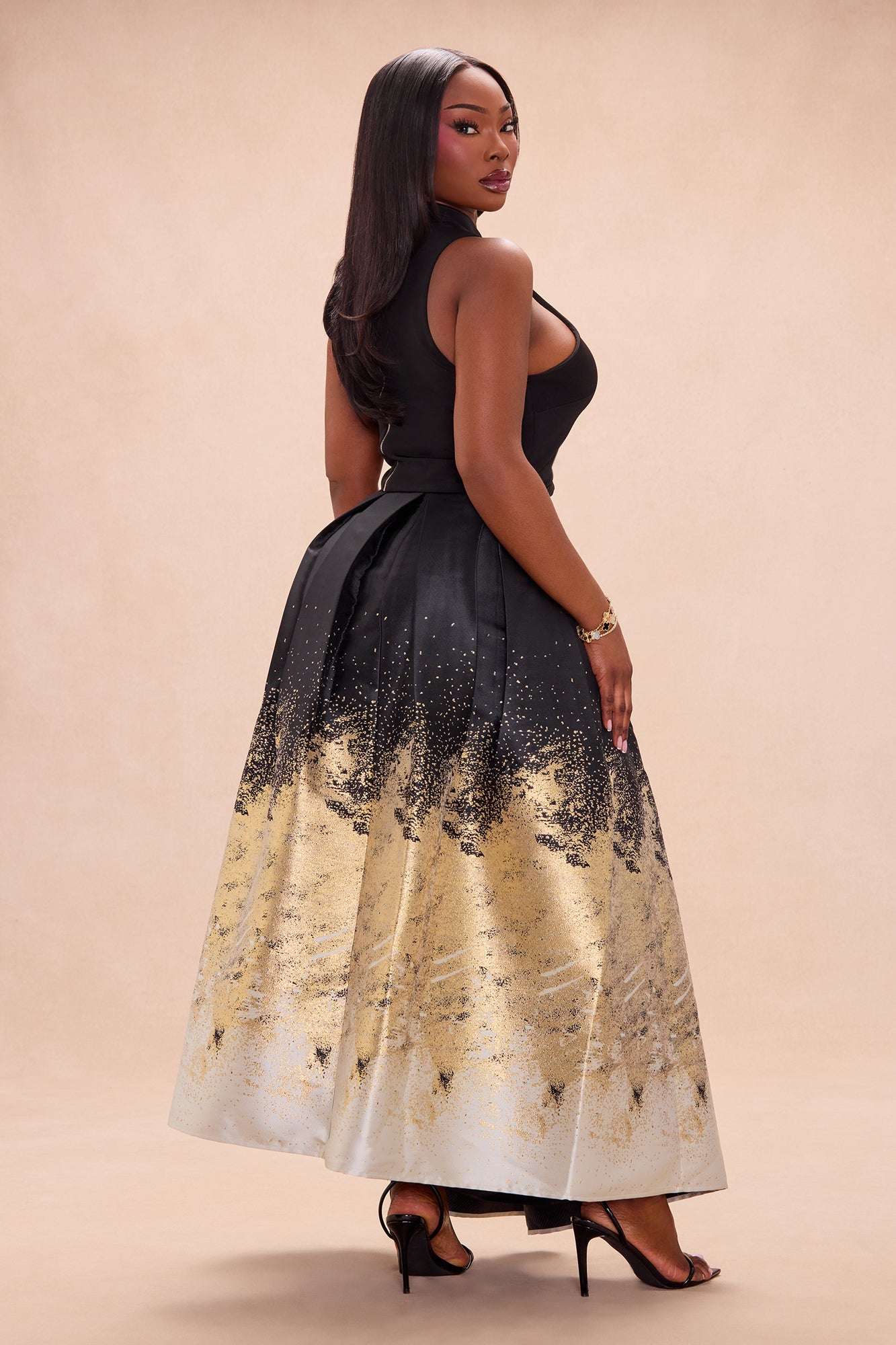 Esparza Metallic Skirt Set - Gold/combo