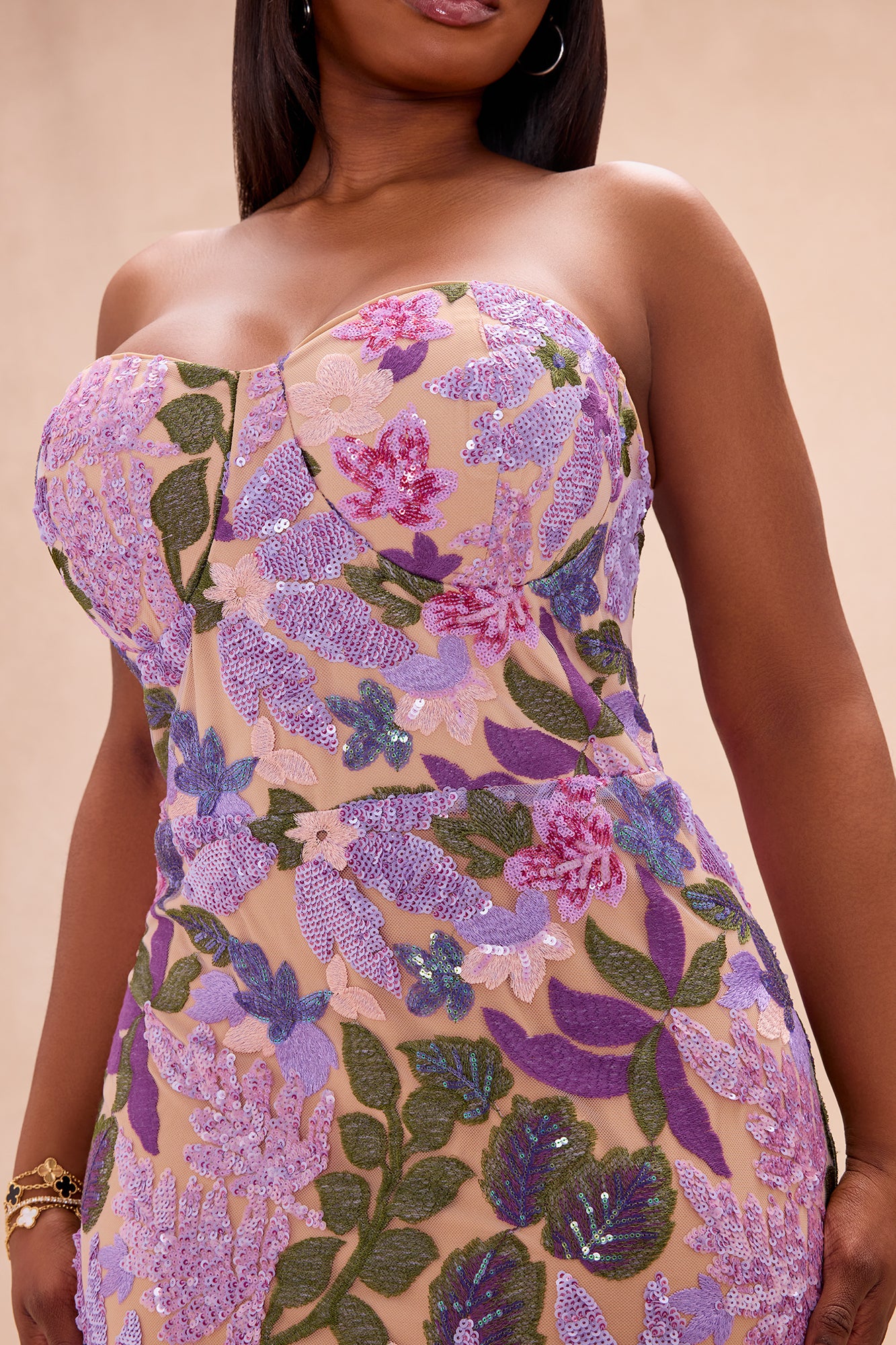 Evelynn Embroidered Midi Dress - Lavender/combo