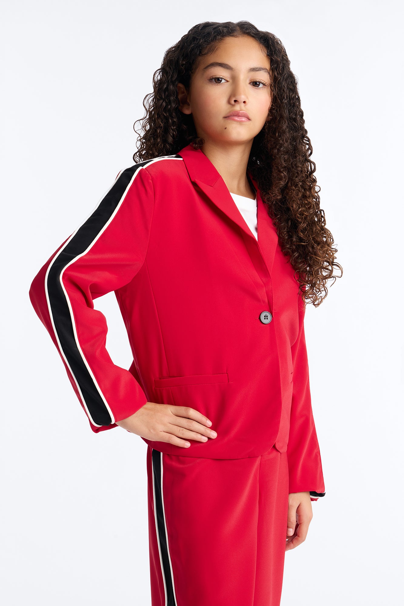 Mini Always Focused Blazer Pant Set - Red