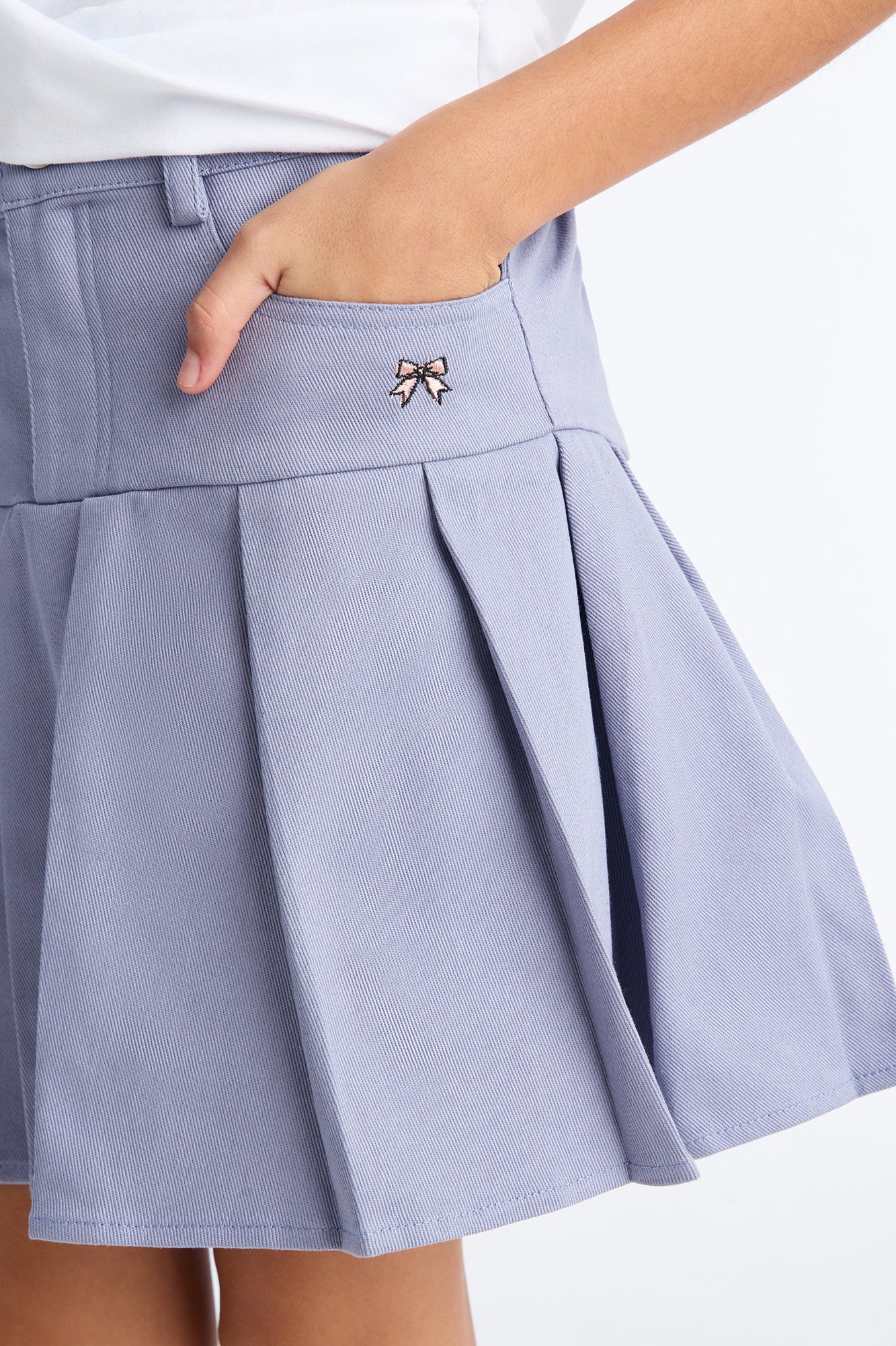 Mini Gianna Pleated Denim Skirt - Medium Wash