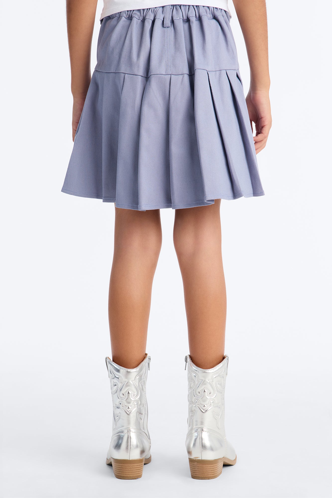 Mini Gianna Pleated Denim Skirt - Medium Wash