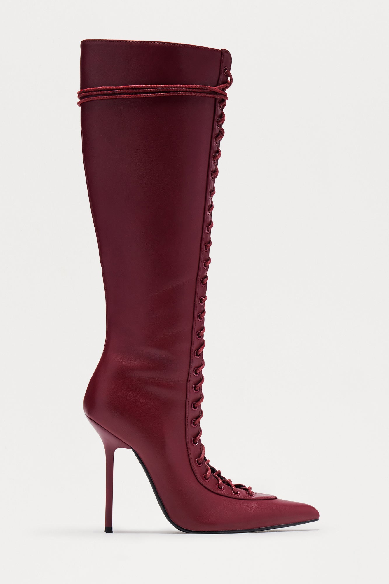 Dagger Lace Up Boots - Burgundy