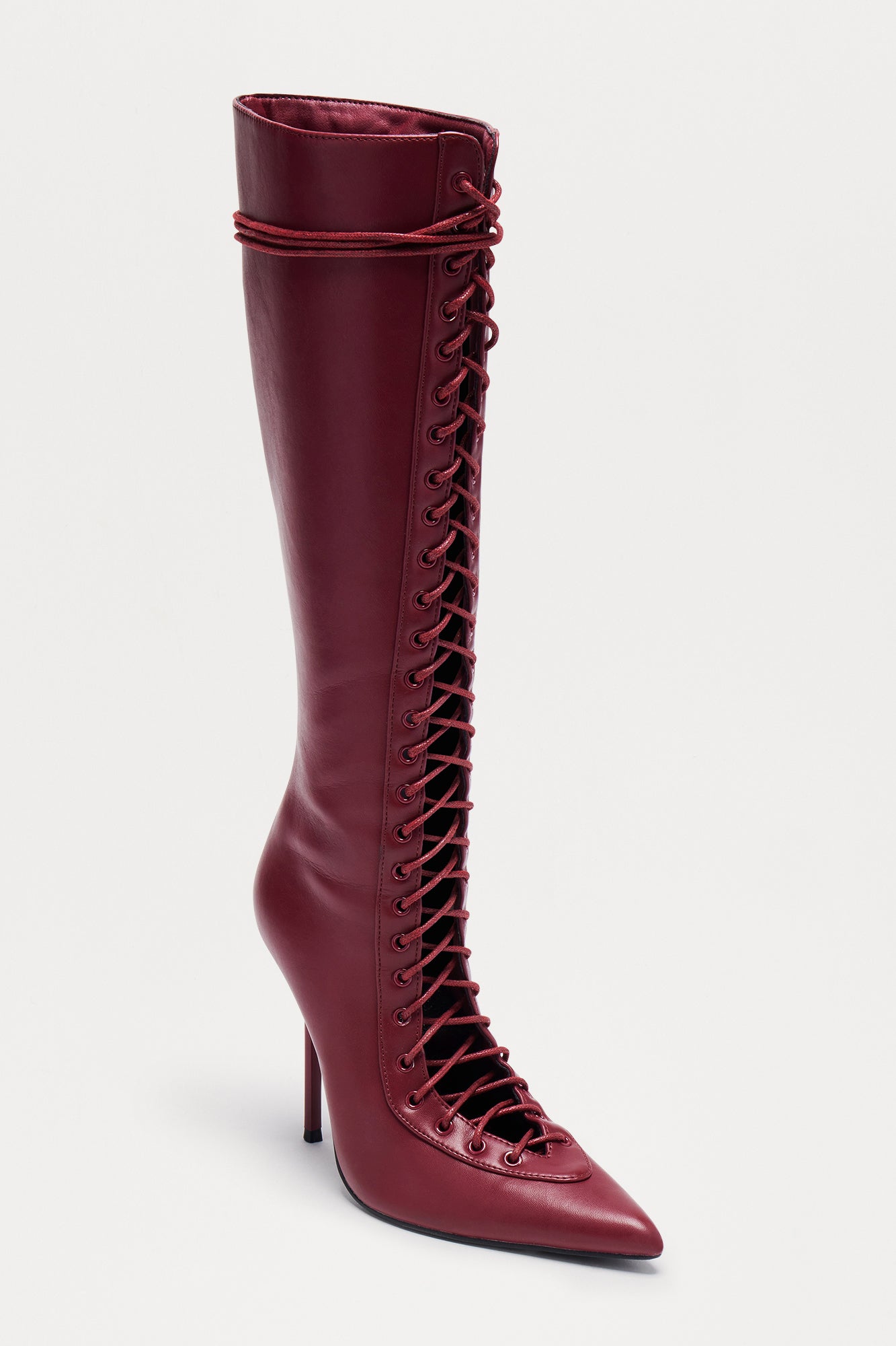 Dagger Lace Up Boots - Burgundy