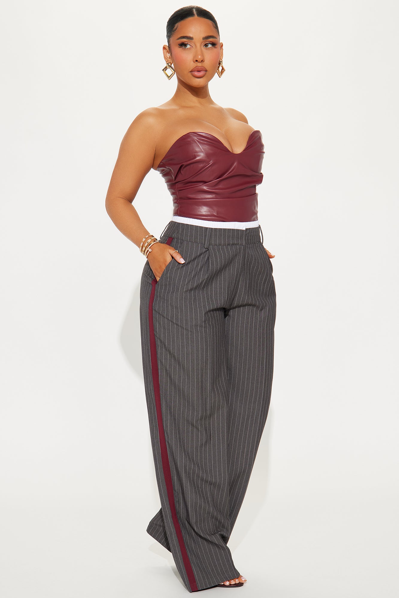 Dedicated To You Double Waistband Trouser - Charcoal/combo