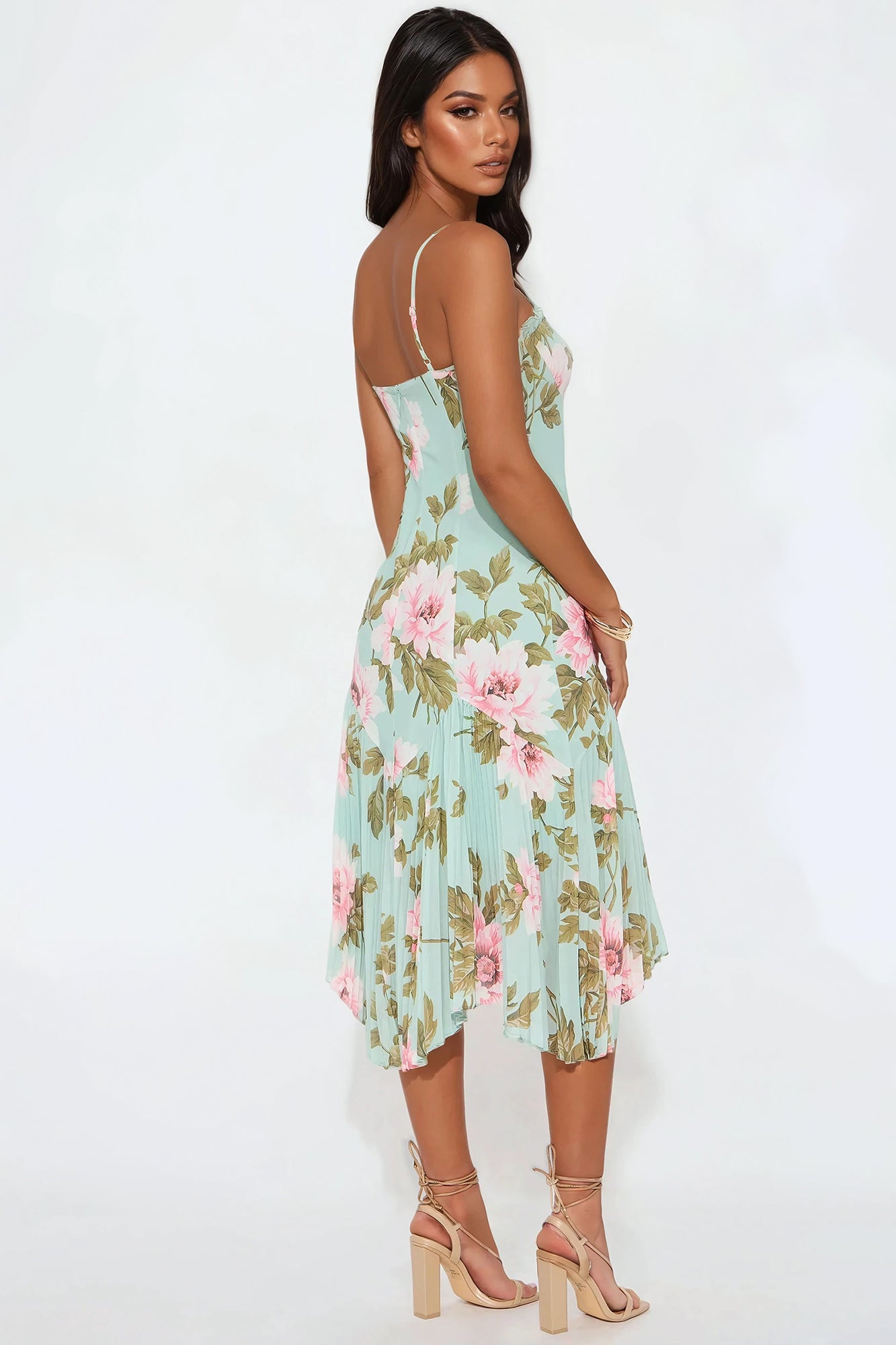 Garden Goddess Floral Midi Dress - Mint/combo