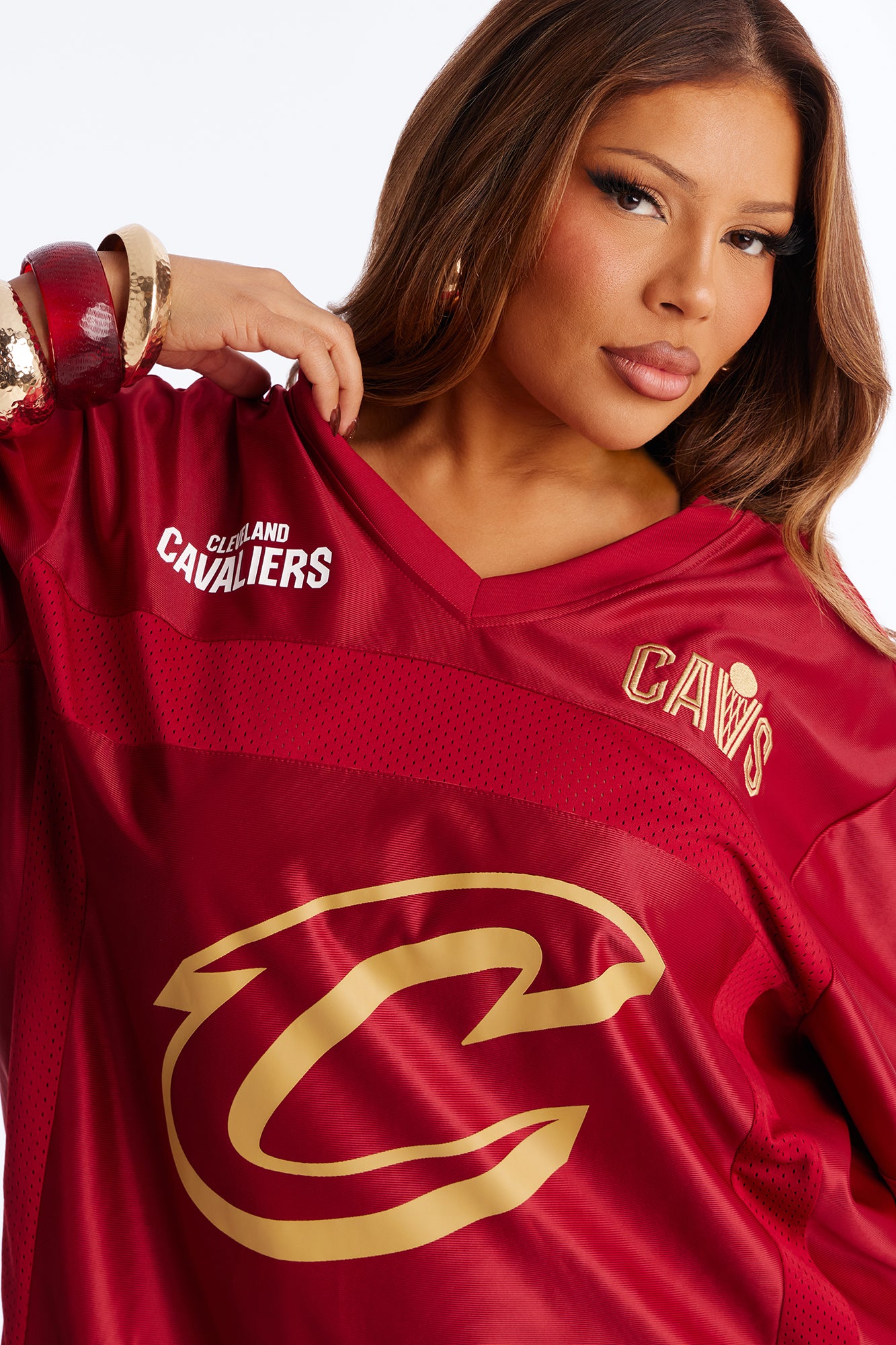 NBA Cavaliers Oversized Mesh Tee - Wine
